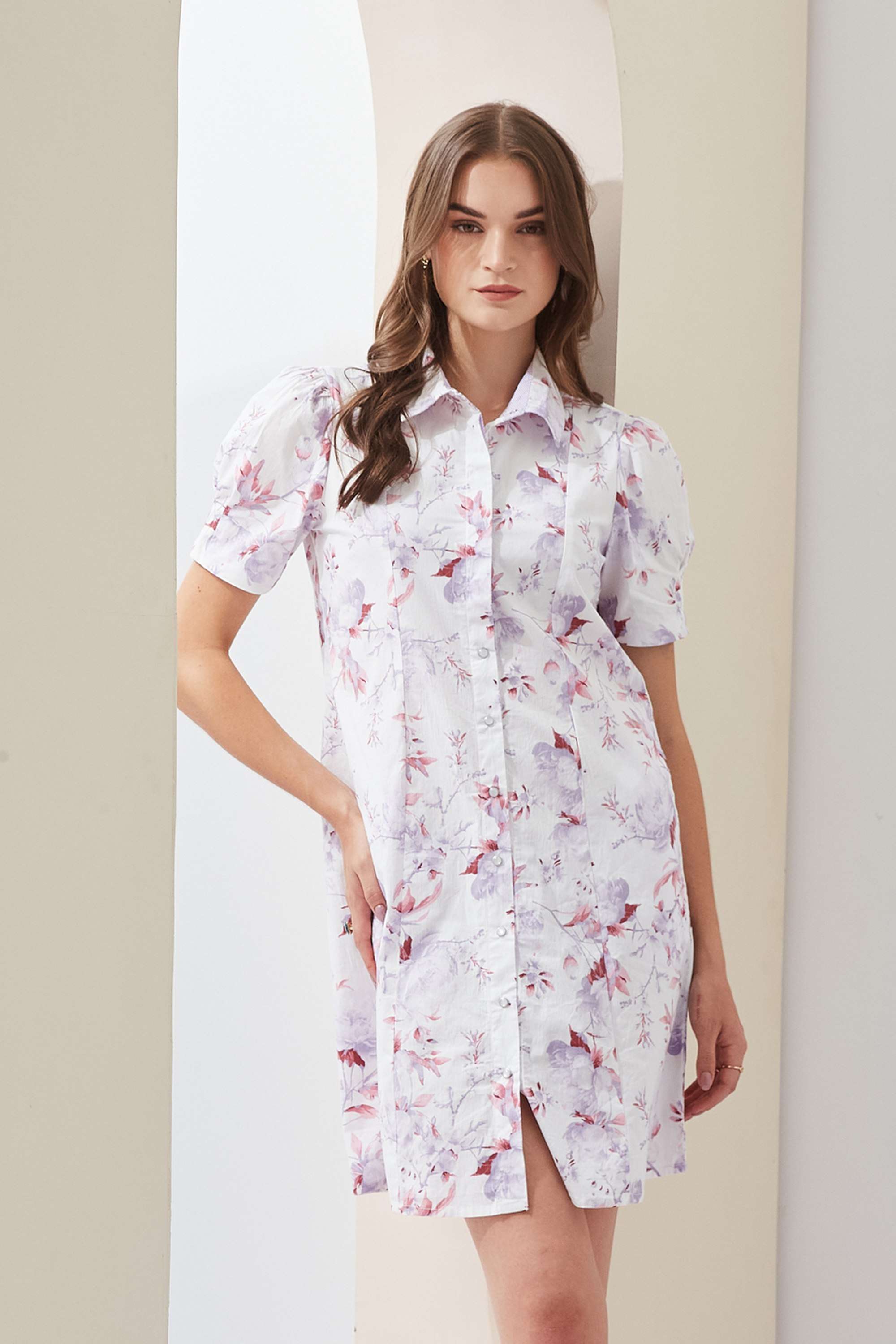 Printed-Collared-Cotton-Women-s-Mini-Dress