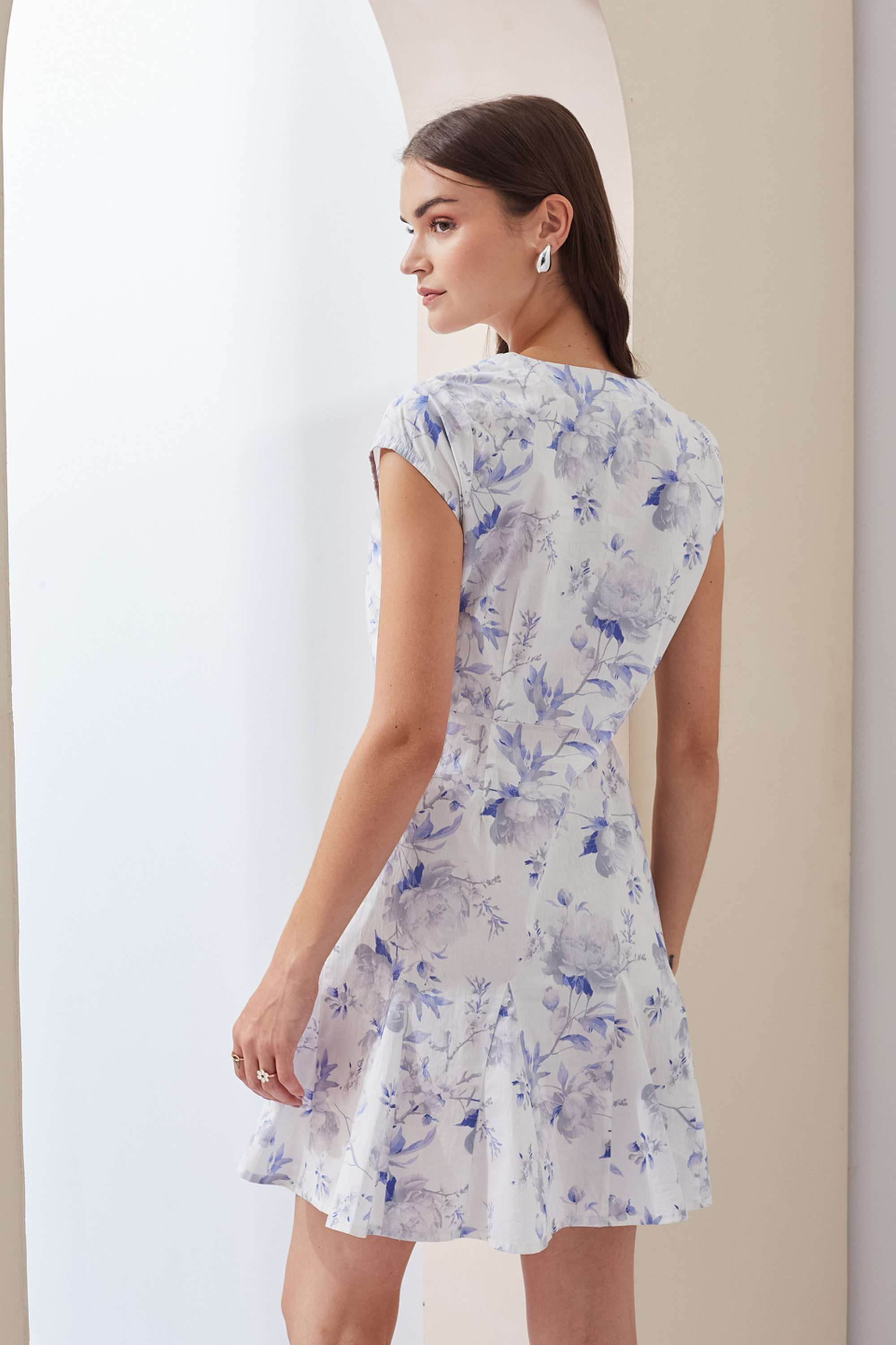 Printed-V-Neck-Cotton-Women-s-Mini-Dress