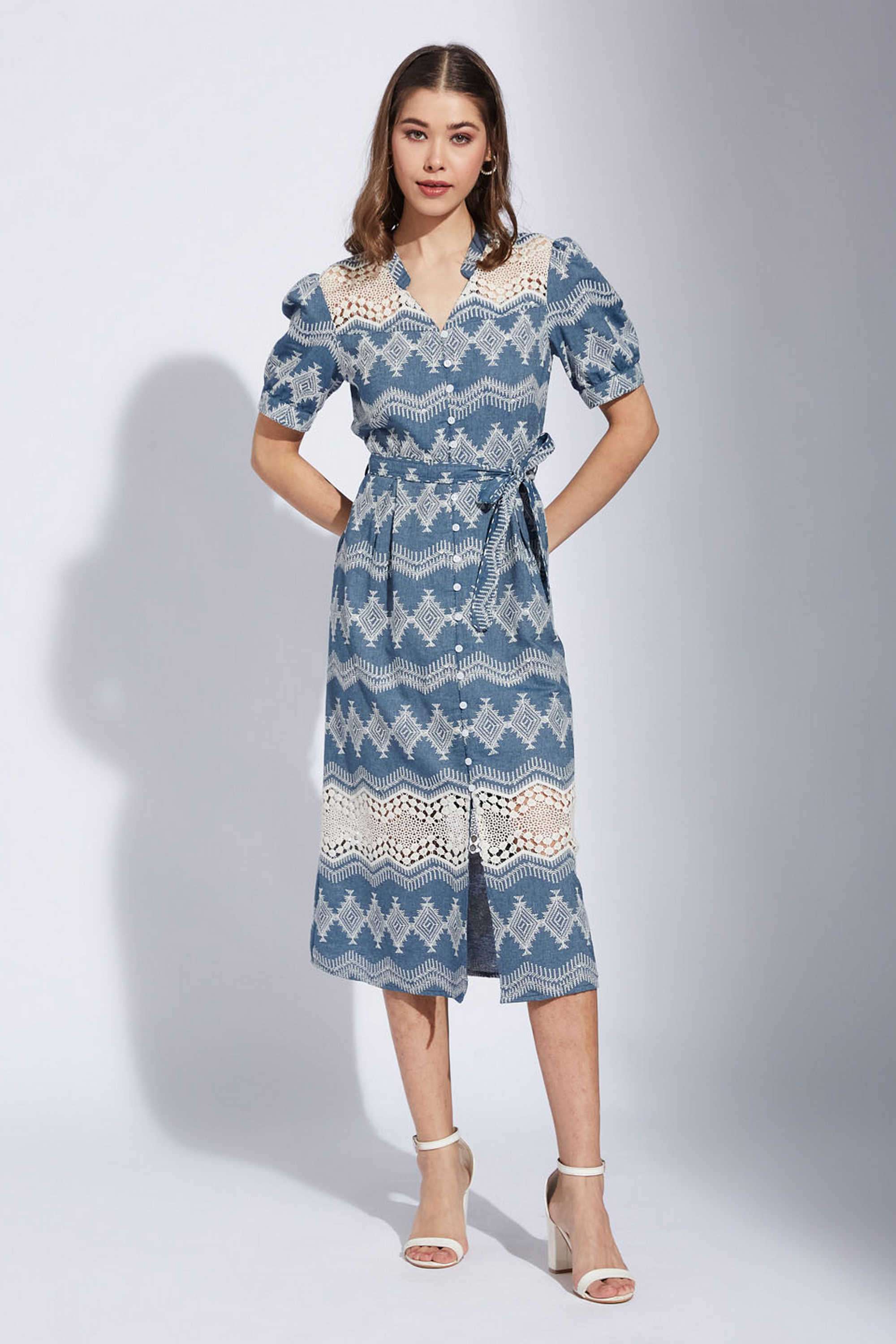 Printed-Cotton-Round-Neck-Women-s-Dress