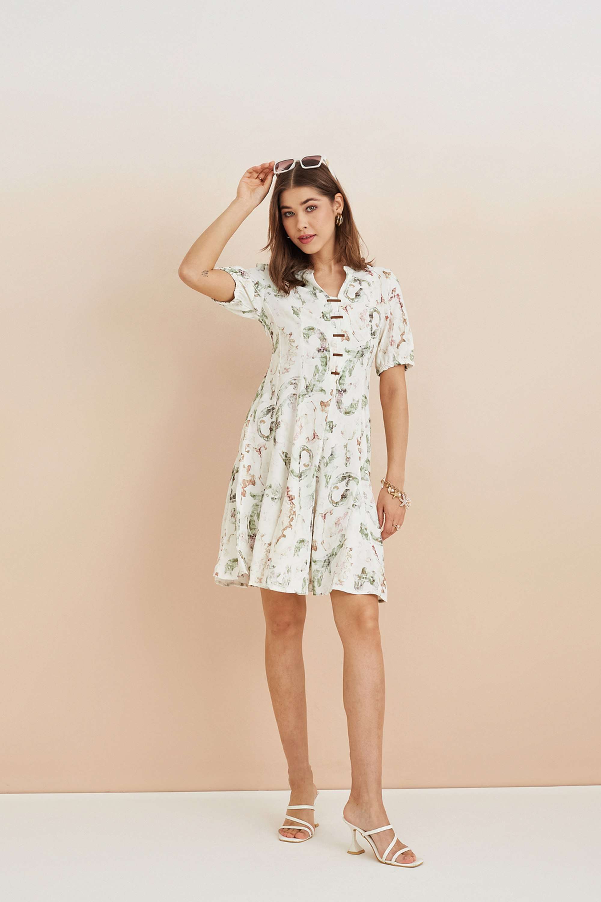 Printed-Polyester-Collared-Women-s-Dress