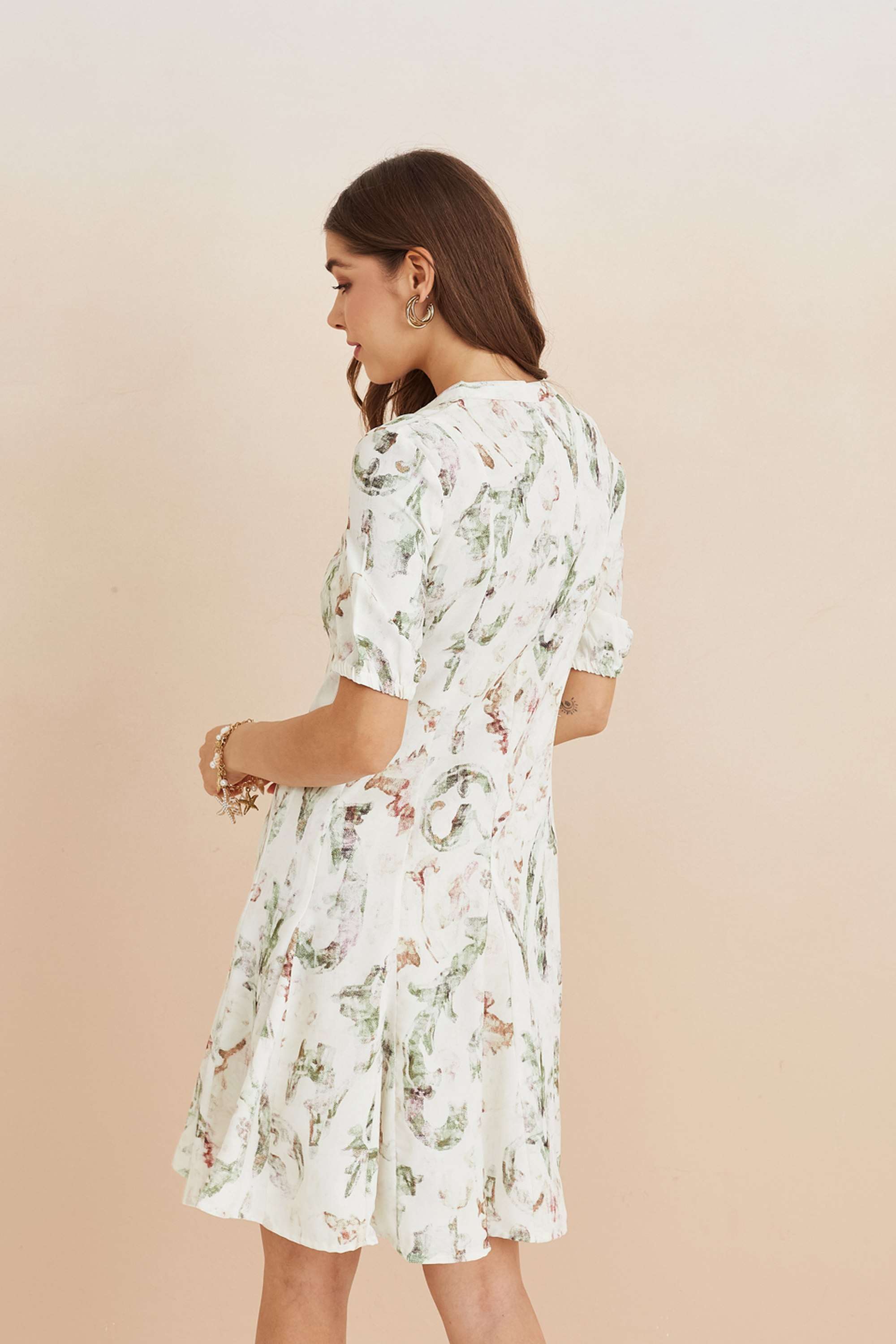 Printed-Polyester-Collared-Women-s-Dress