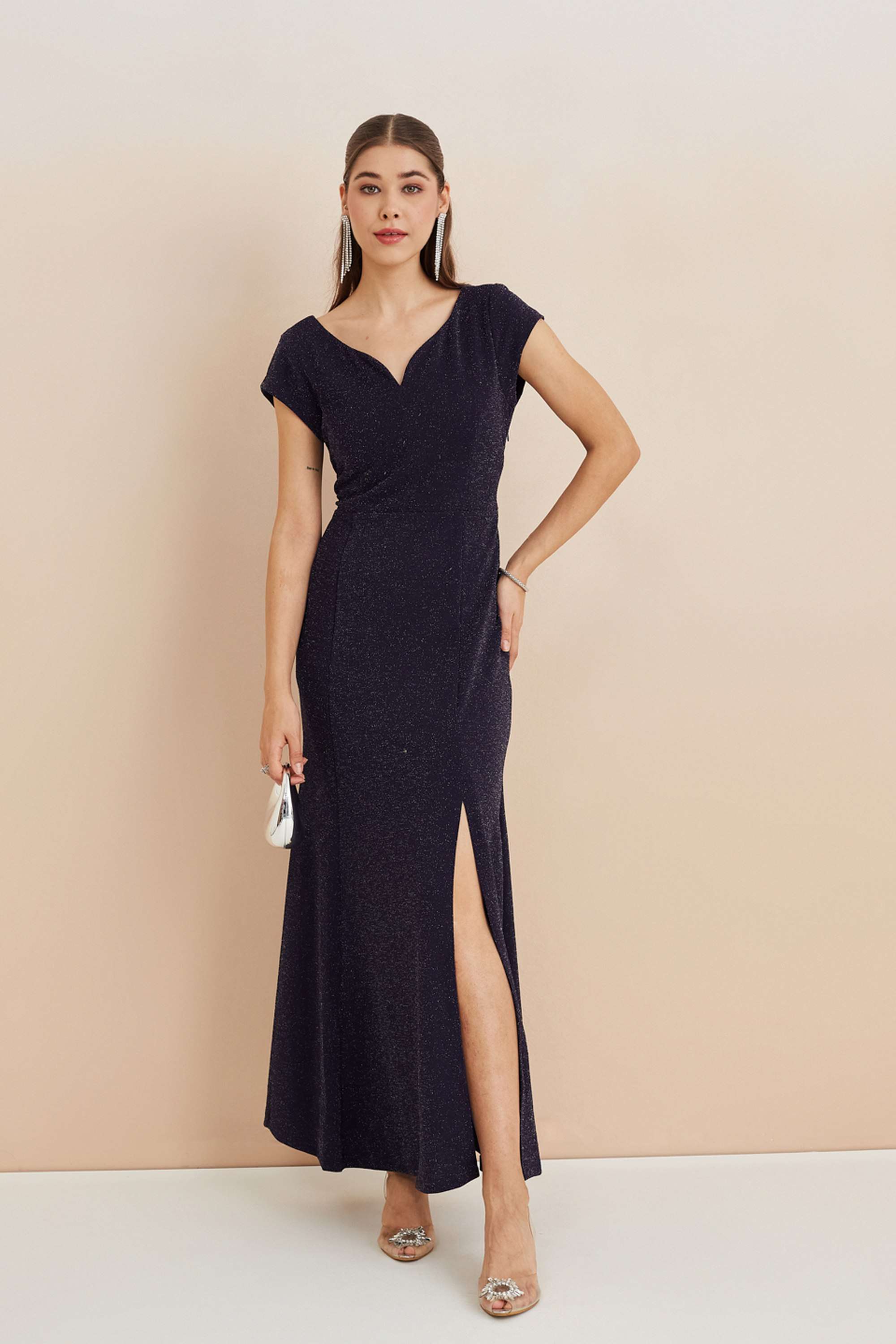 Solid-Polyester-Sweetheart-Neck-Women-s-Dress