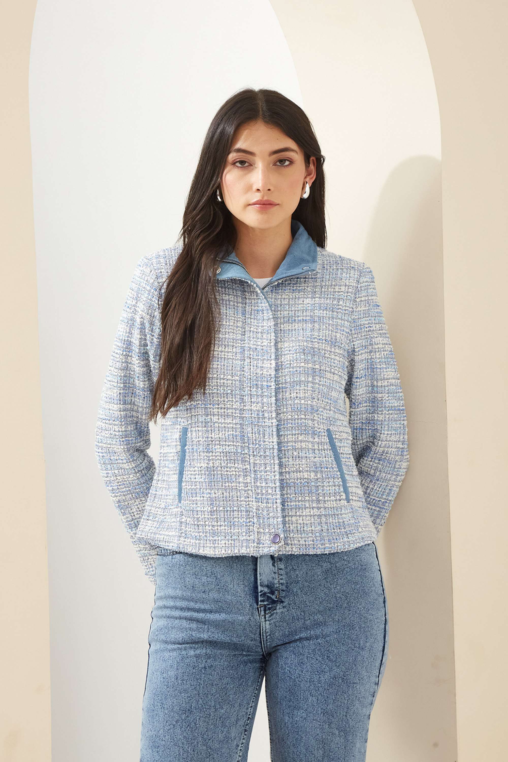 Textured-Polyester-Collared-Regular-Fit-Casual-Wear-Women-Jacket