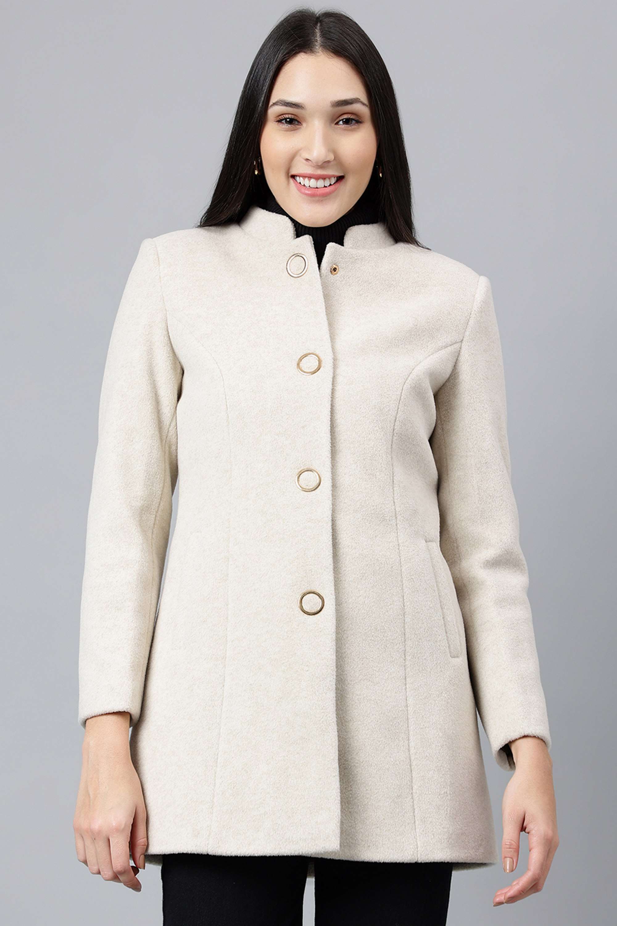 Solid-Polyester-Regular-Fit-Women-s-Casual-Wear-Coat