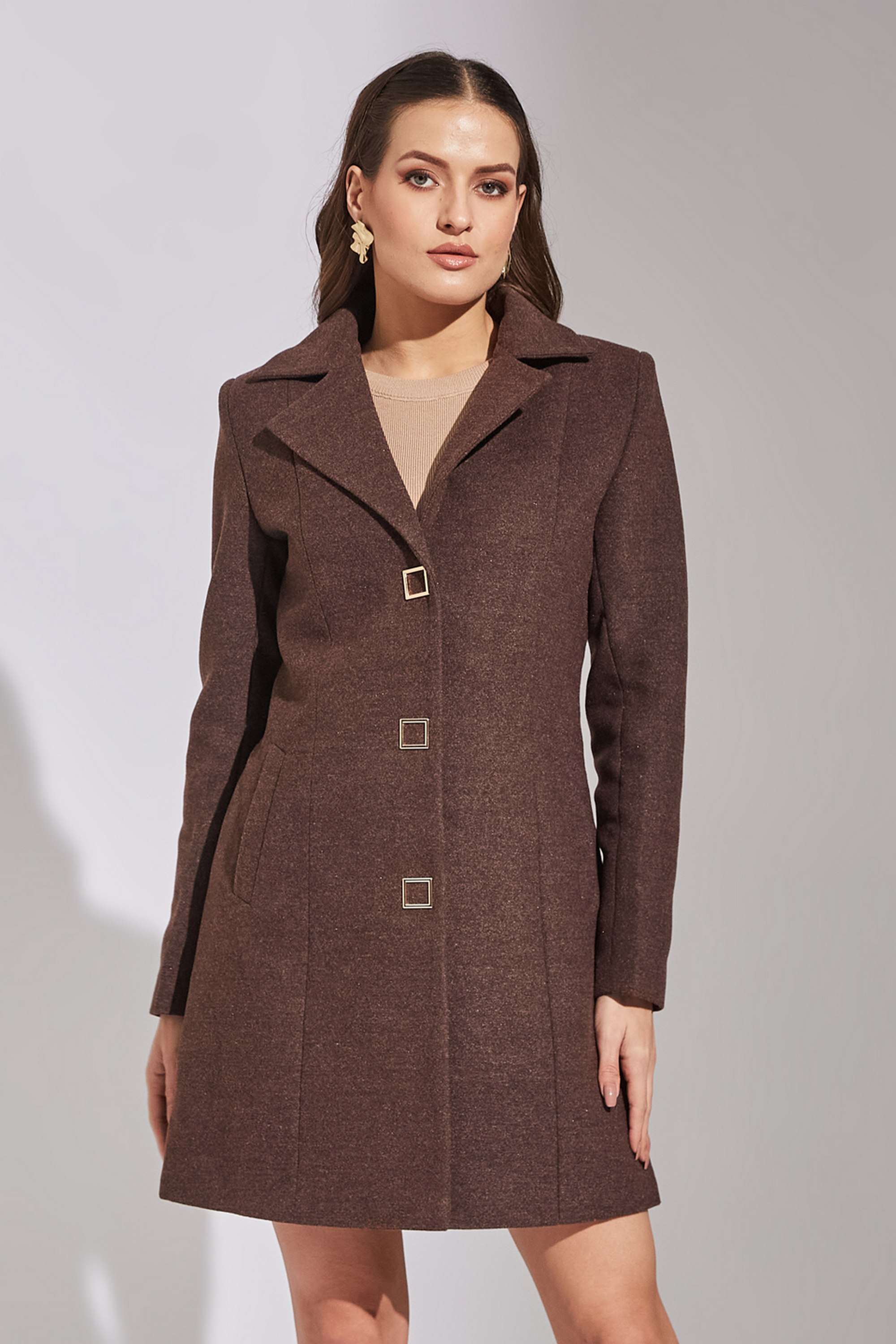 Solid-Polyester-Regular-Fit-Women-s-Casual-Wear-Coat