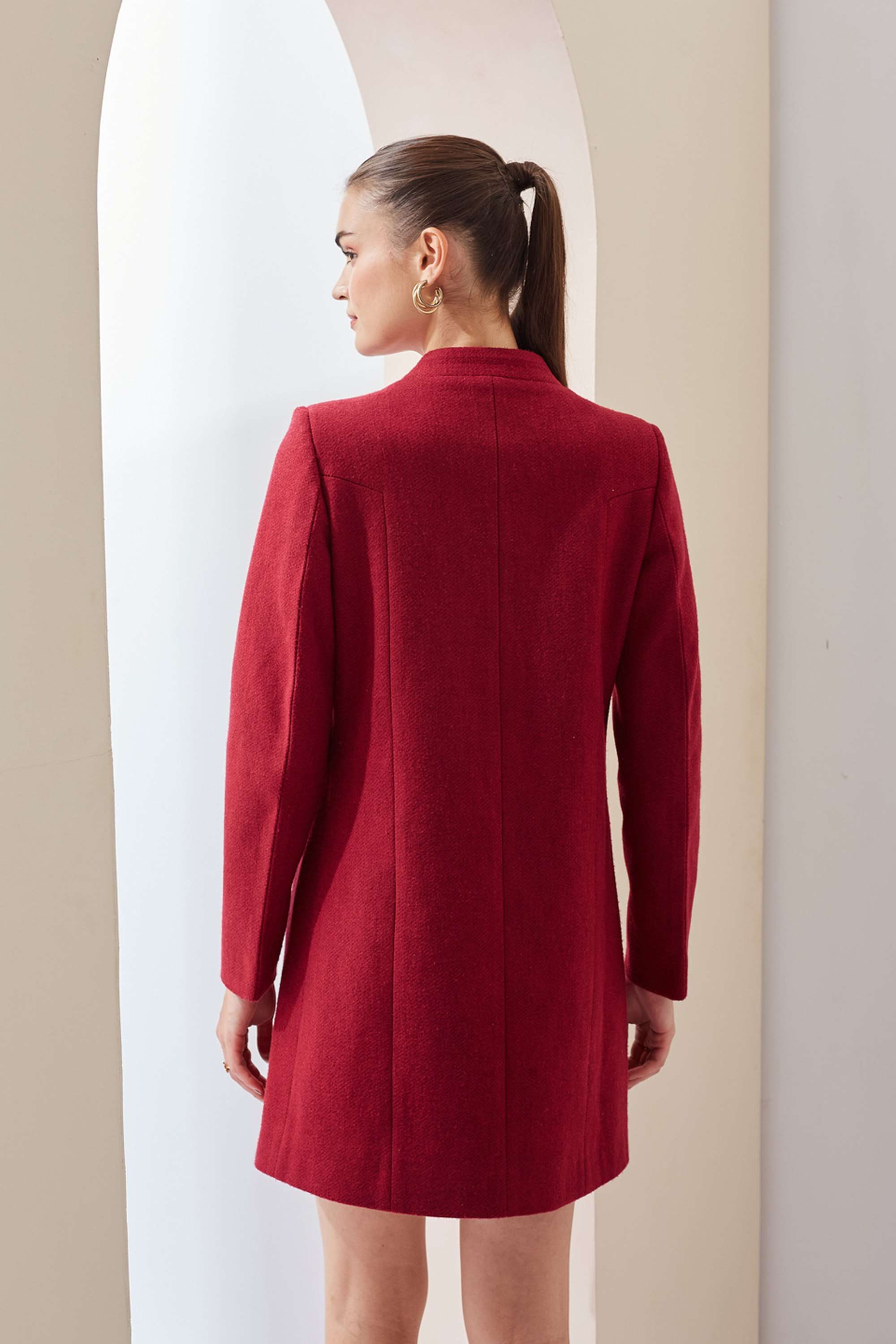 Solid-Polyester-Regular-Fit-Women-s-Casual-Wear-Coat