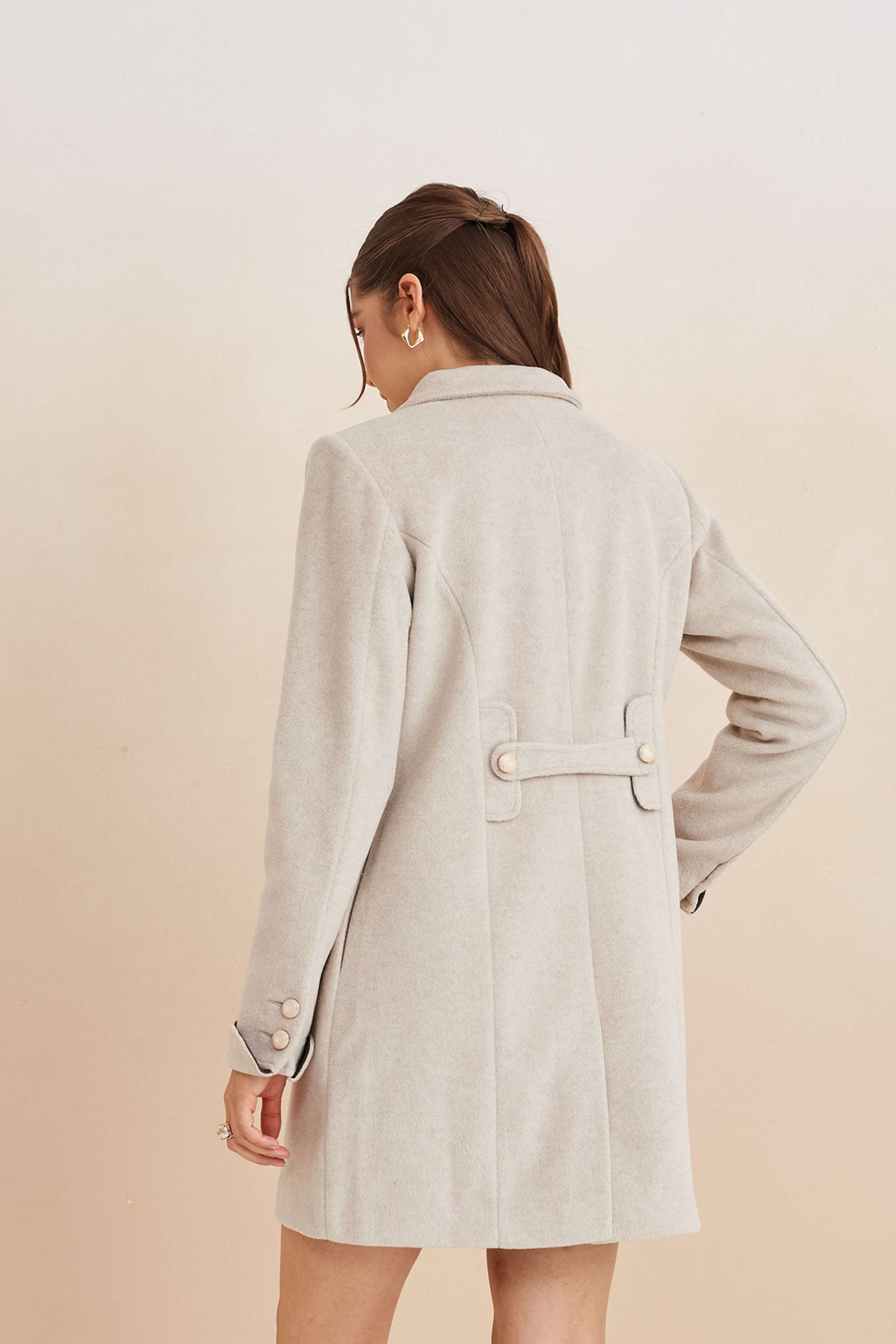Solid-Polyester-Collared-Women-s-Coat