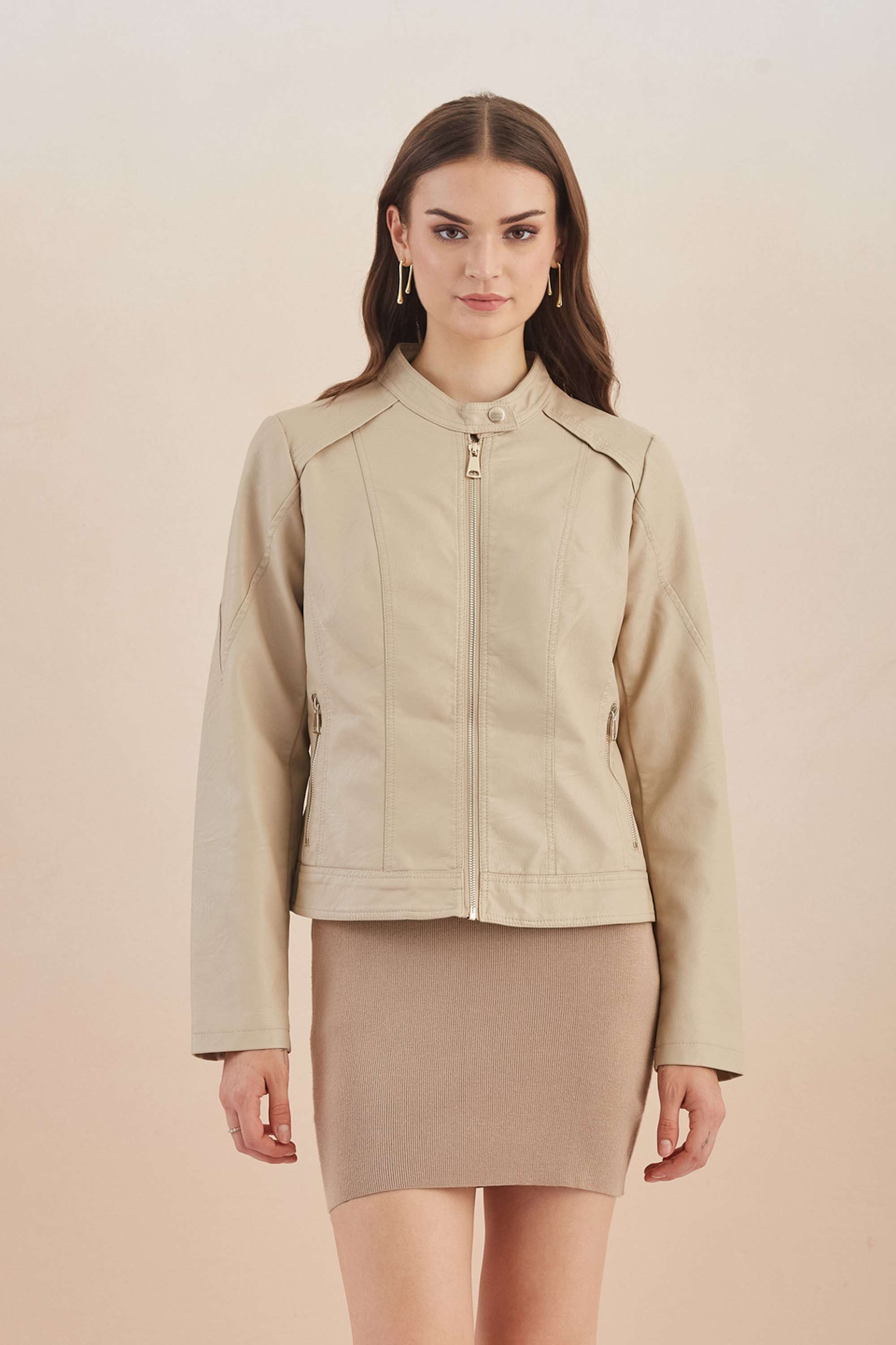 Solid-Blended-Fabric-Women-s-Casual-Wear-Jacket