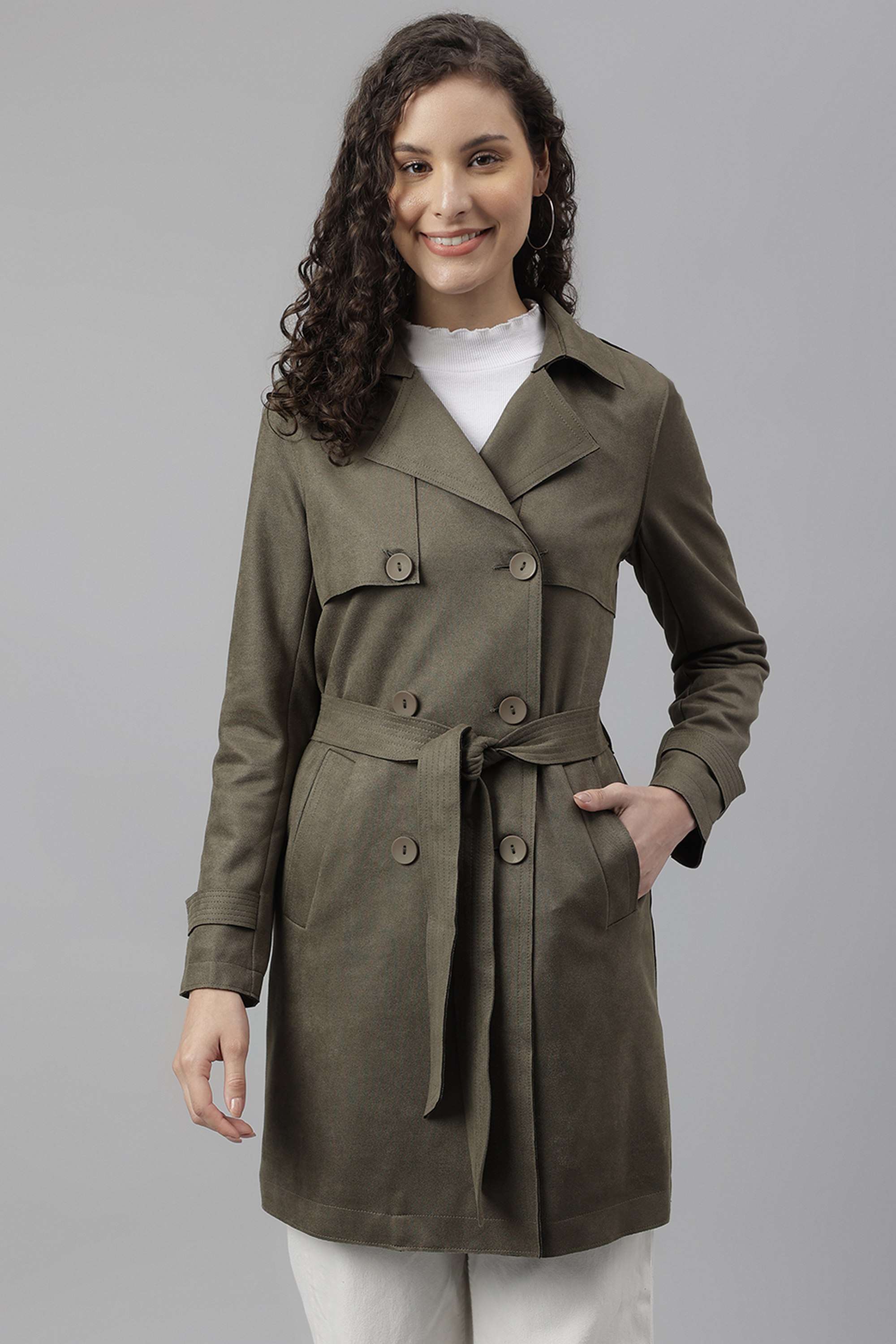 Solid-Polyester-Regular-Fit-Women-s-Casual-Wear-Coat