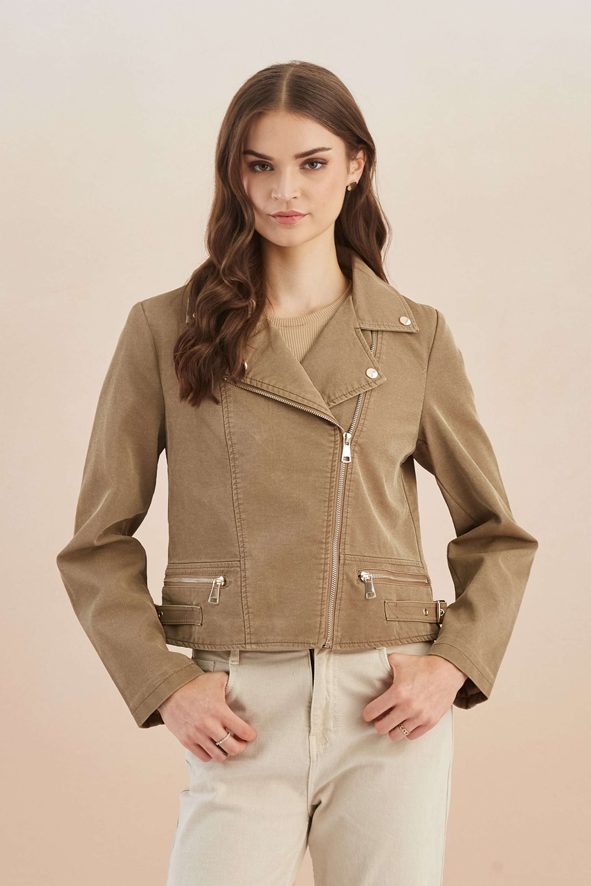 Solid-Blended-Fabric-Women-s-Casual-Wear-Jacket