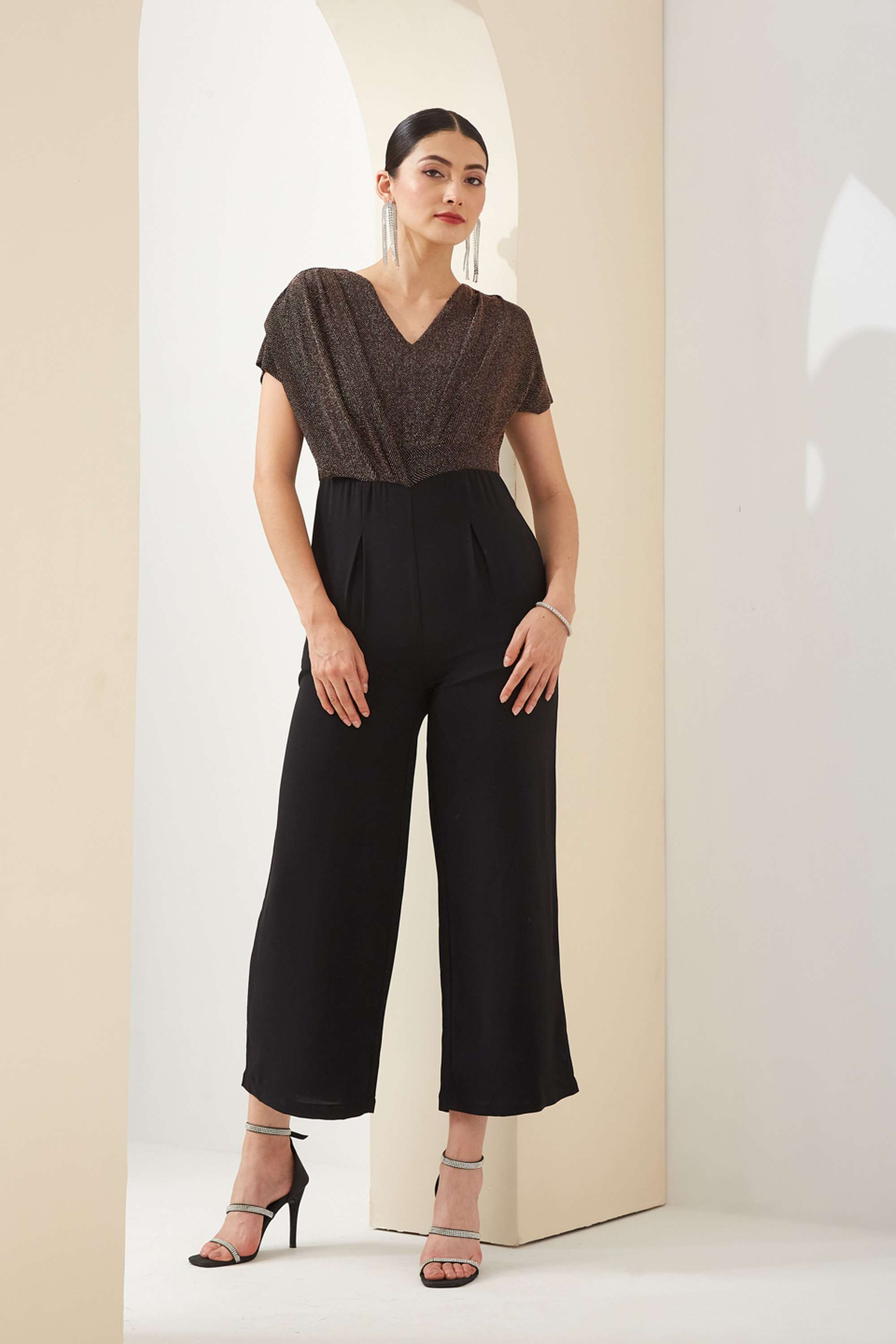 Solid-Short-Sleeves-Nylon-Women-Full-Length-Jumpsuit