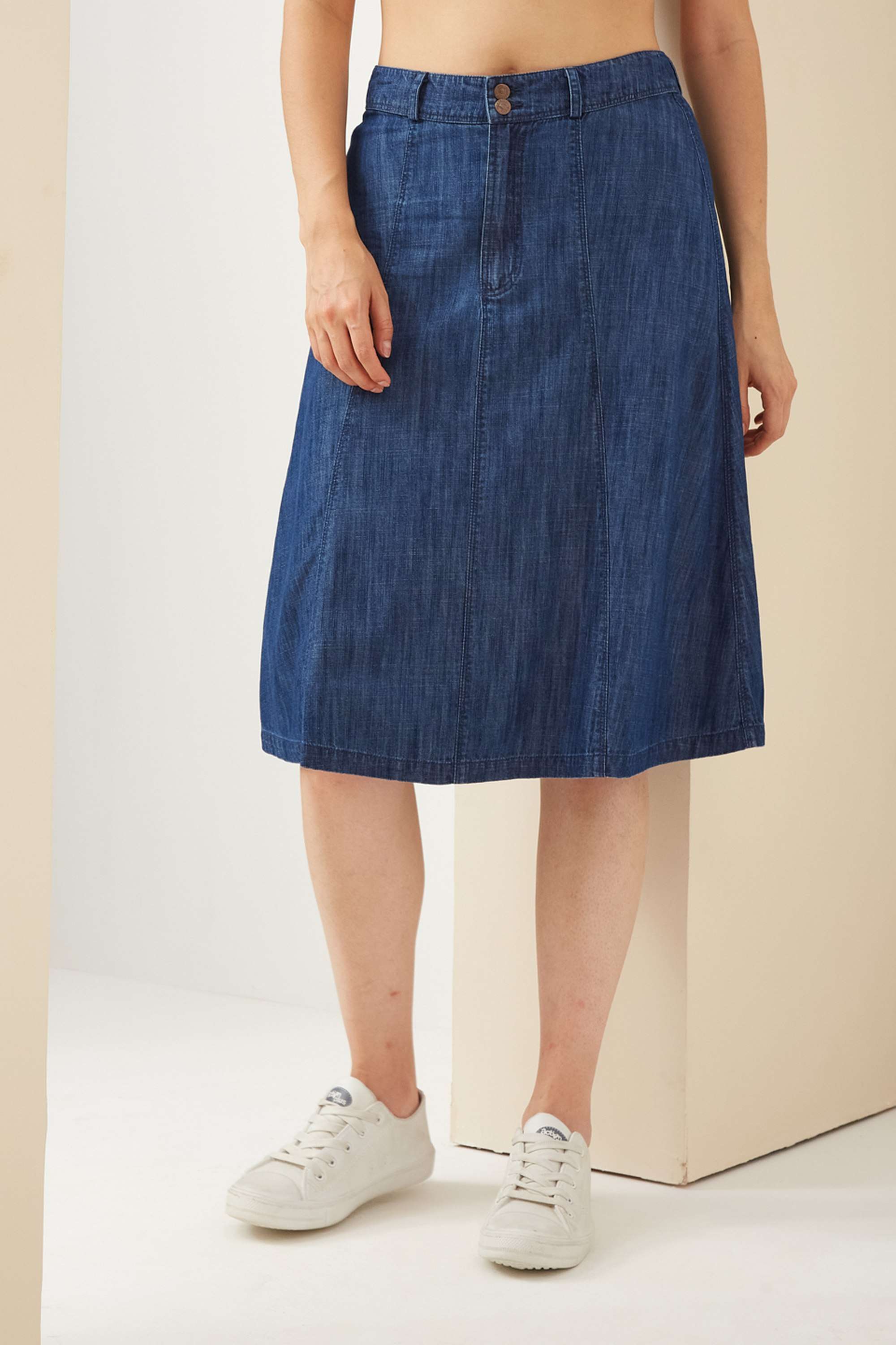 Regular-Fit-Knee-Length-Cotton-Women-Casual-Wear-Skirts
