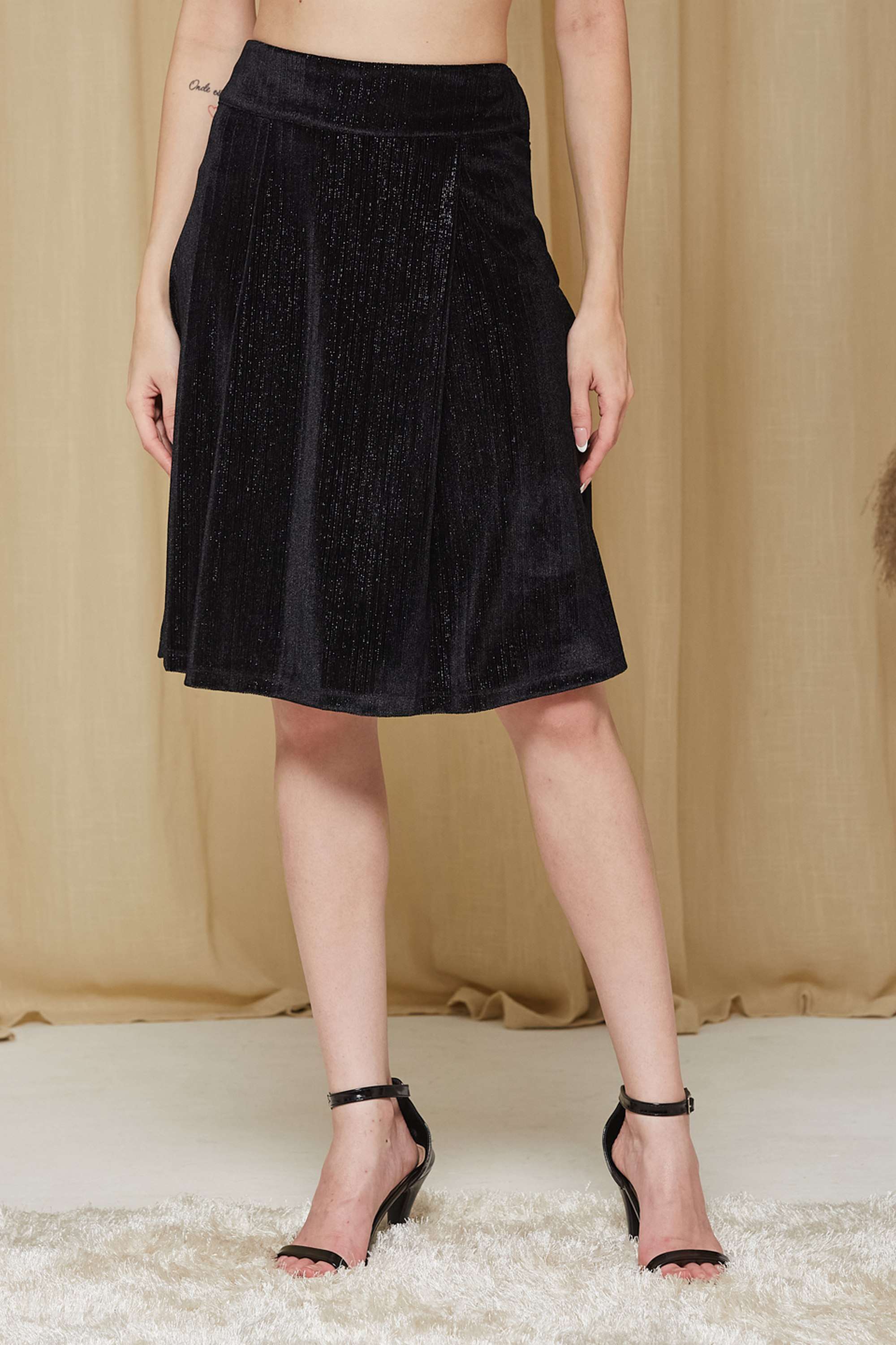 Solid-Regular-Fit-Polyester-Women-s-Casual-Wear-Skirts