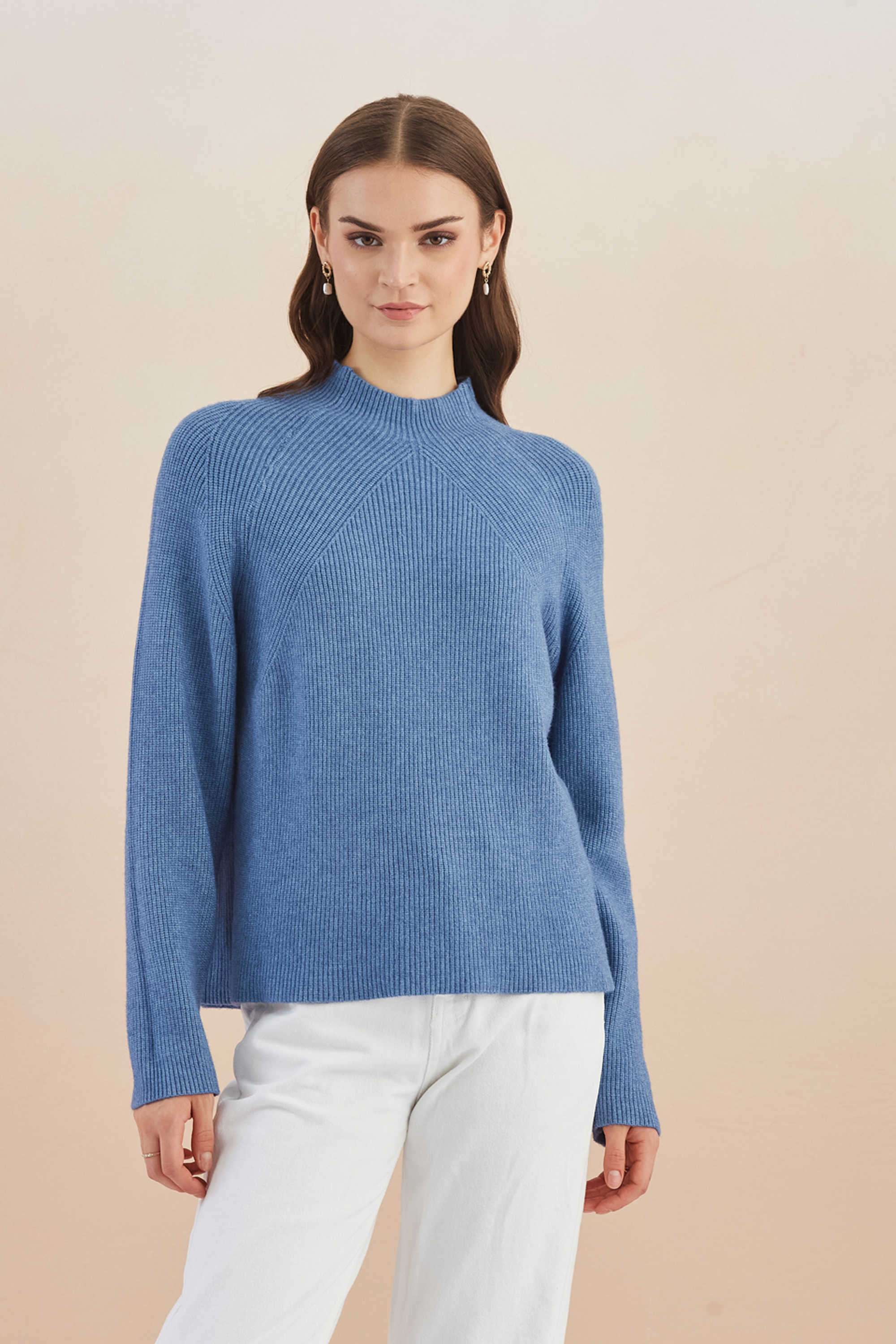 Solid-Round-Neck-Blended-Fabric-Women-s-Casual-Wear-Sweater