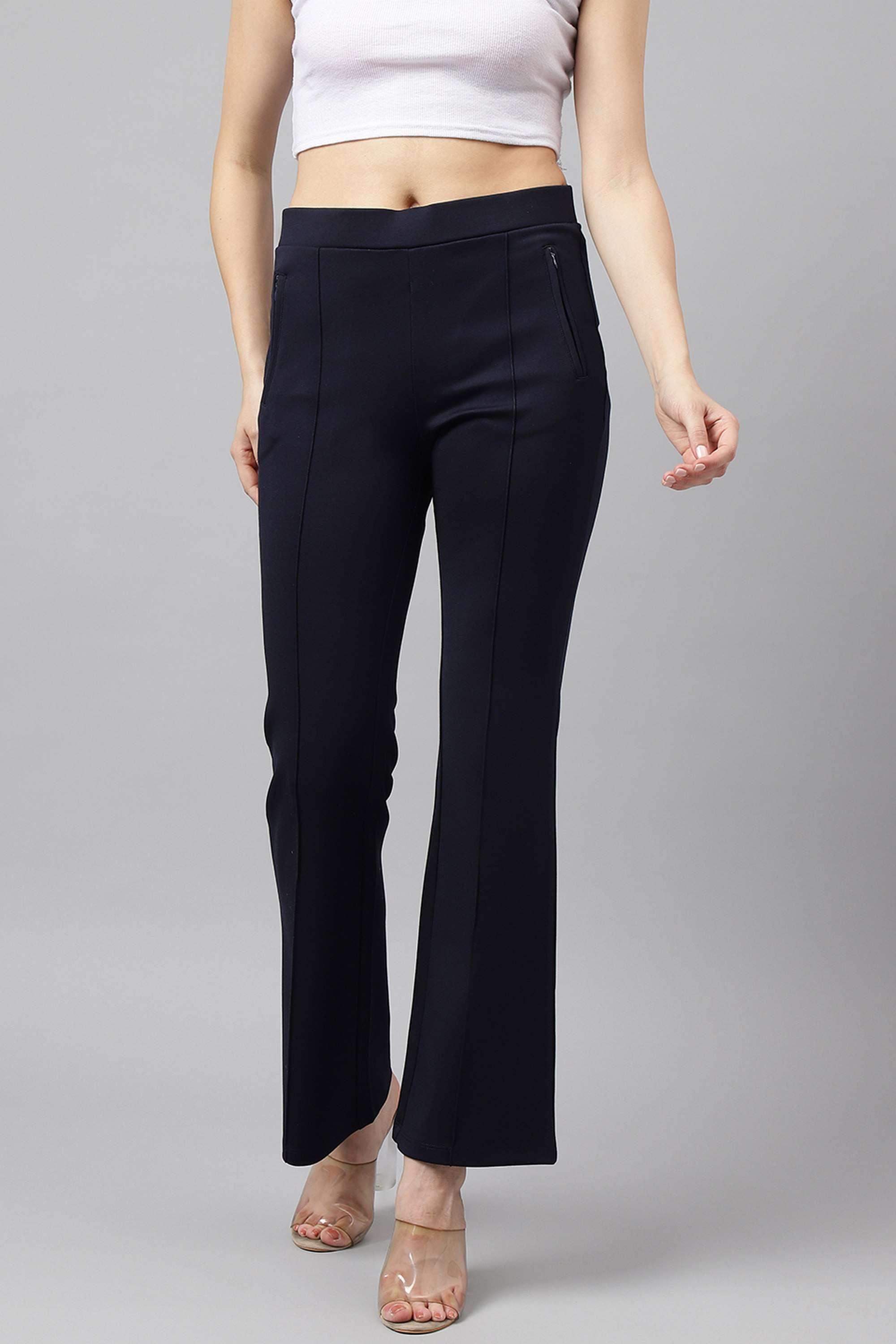 Solid-Regular-Fit-Nylon-Women-s-Casual-Wear-Trousers