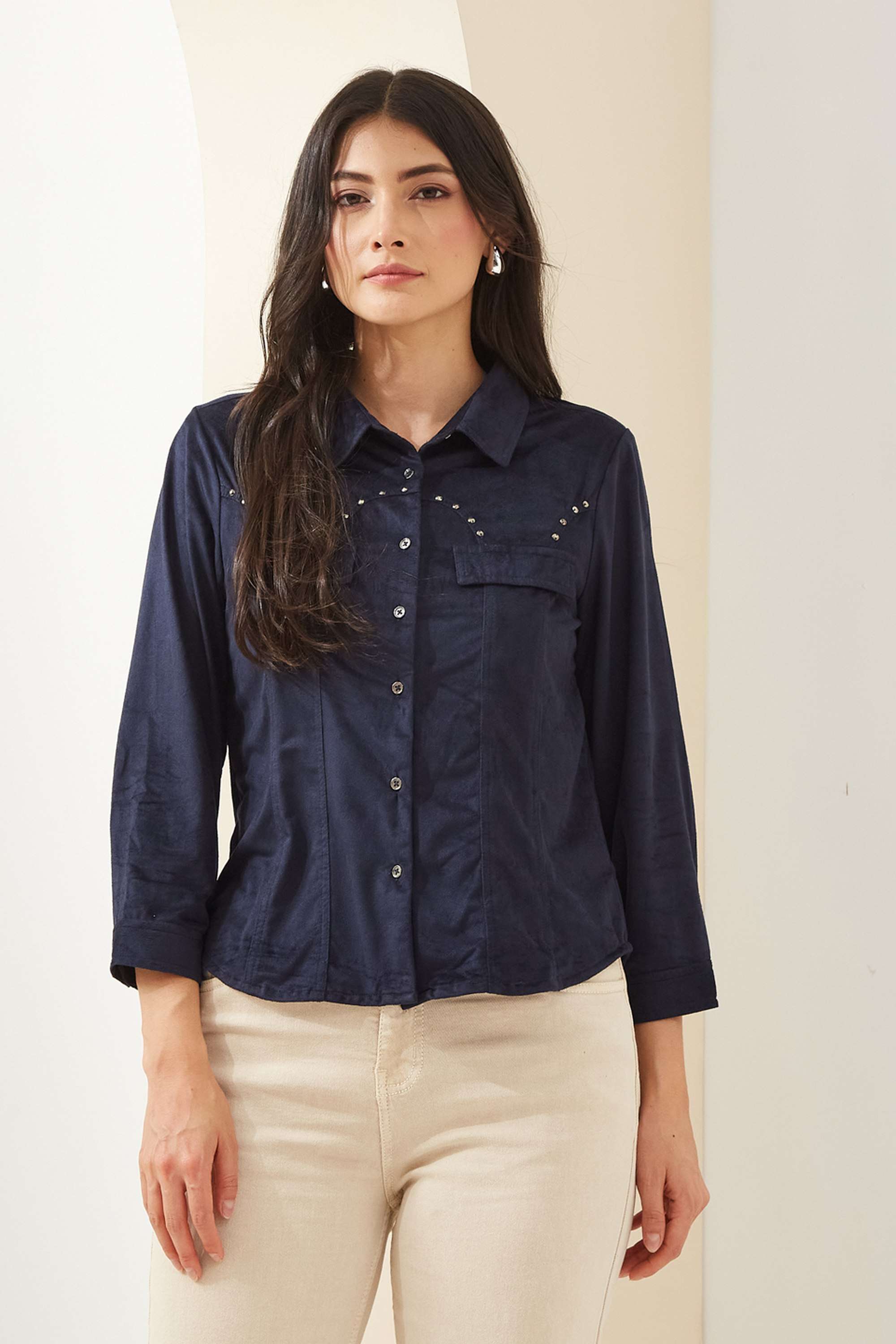latin quarters Solid Collared Polyester Women Casual Wear Shirt-picture-29