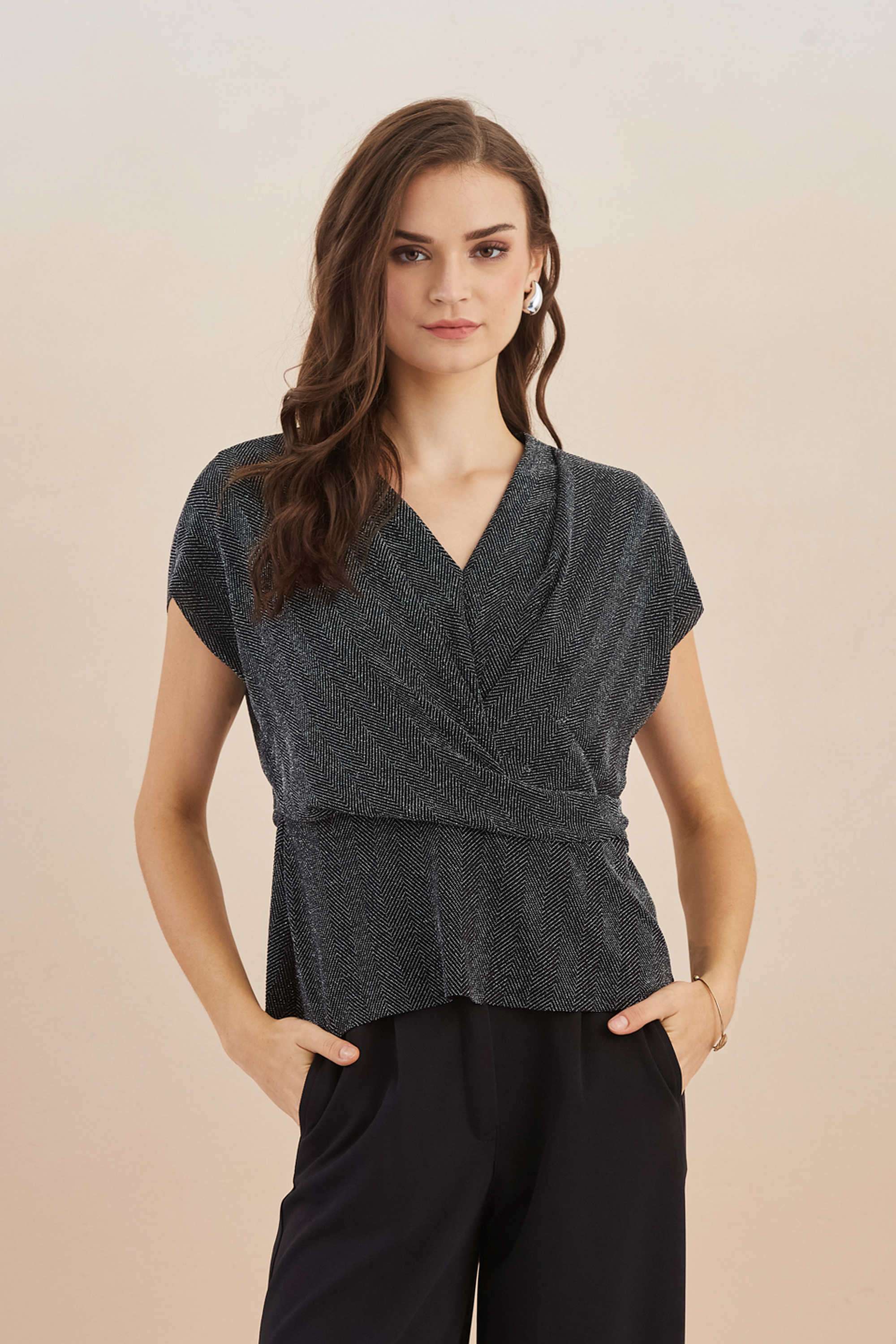 latin quarters Solid Nylon V-Neck Women Top-picture-39