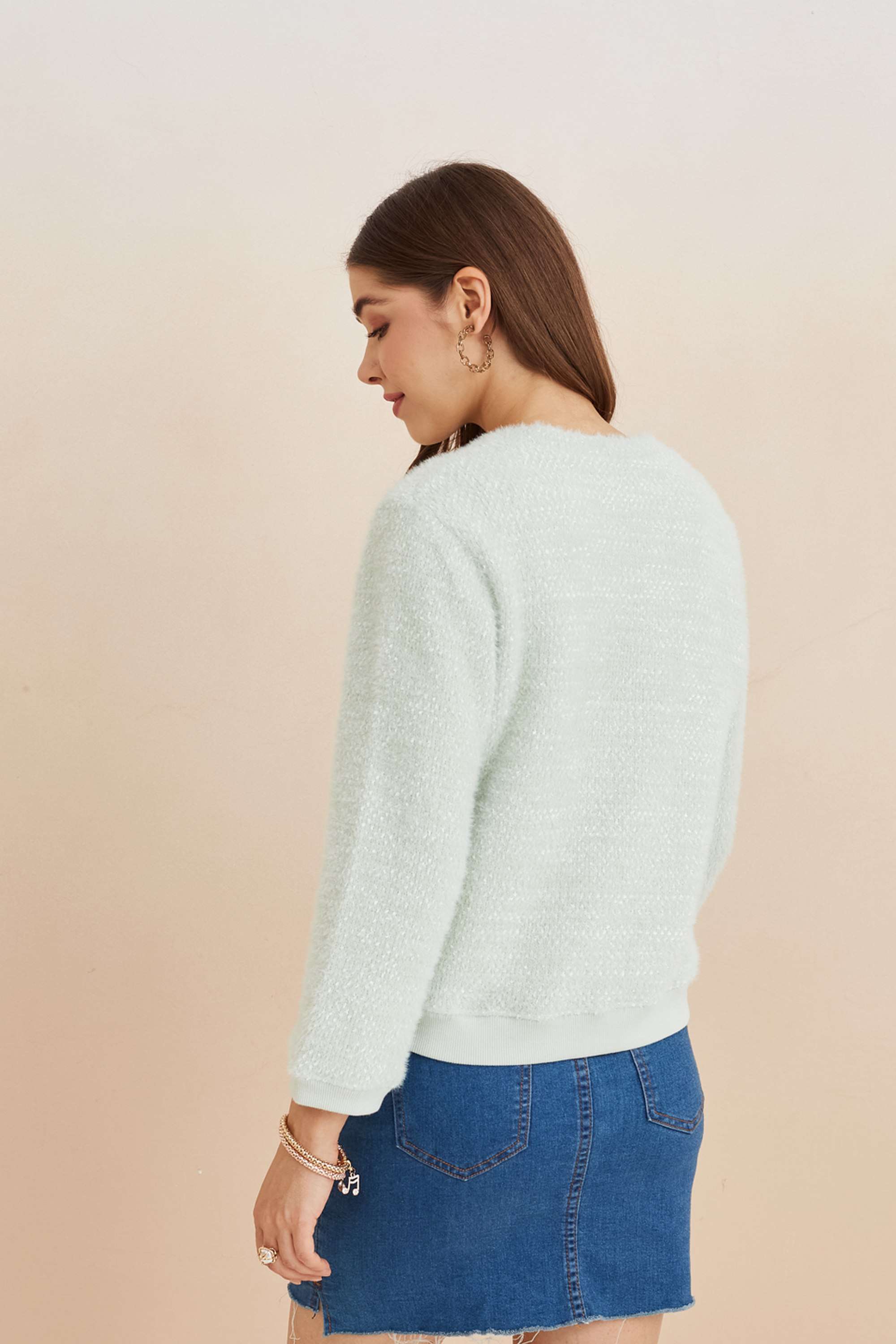 Solid-Nylon-Round-Neck-Women-s-Sweater