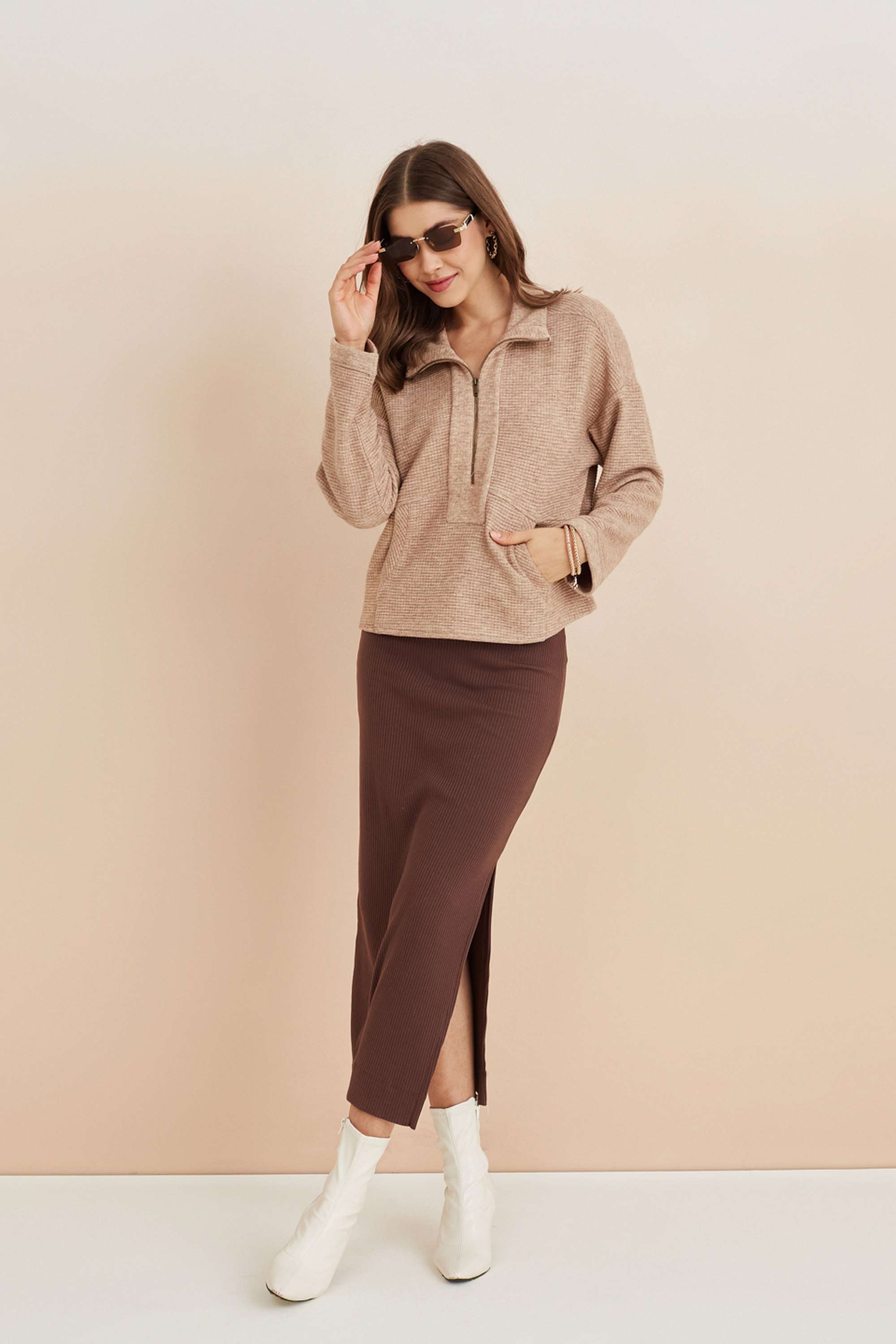 Solid-Rayon-Collared-Women-s-Sweatshirt