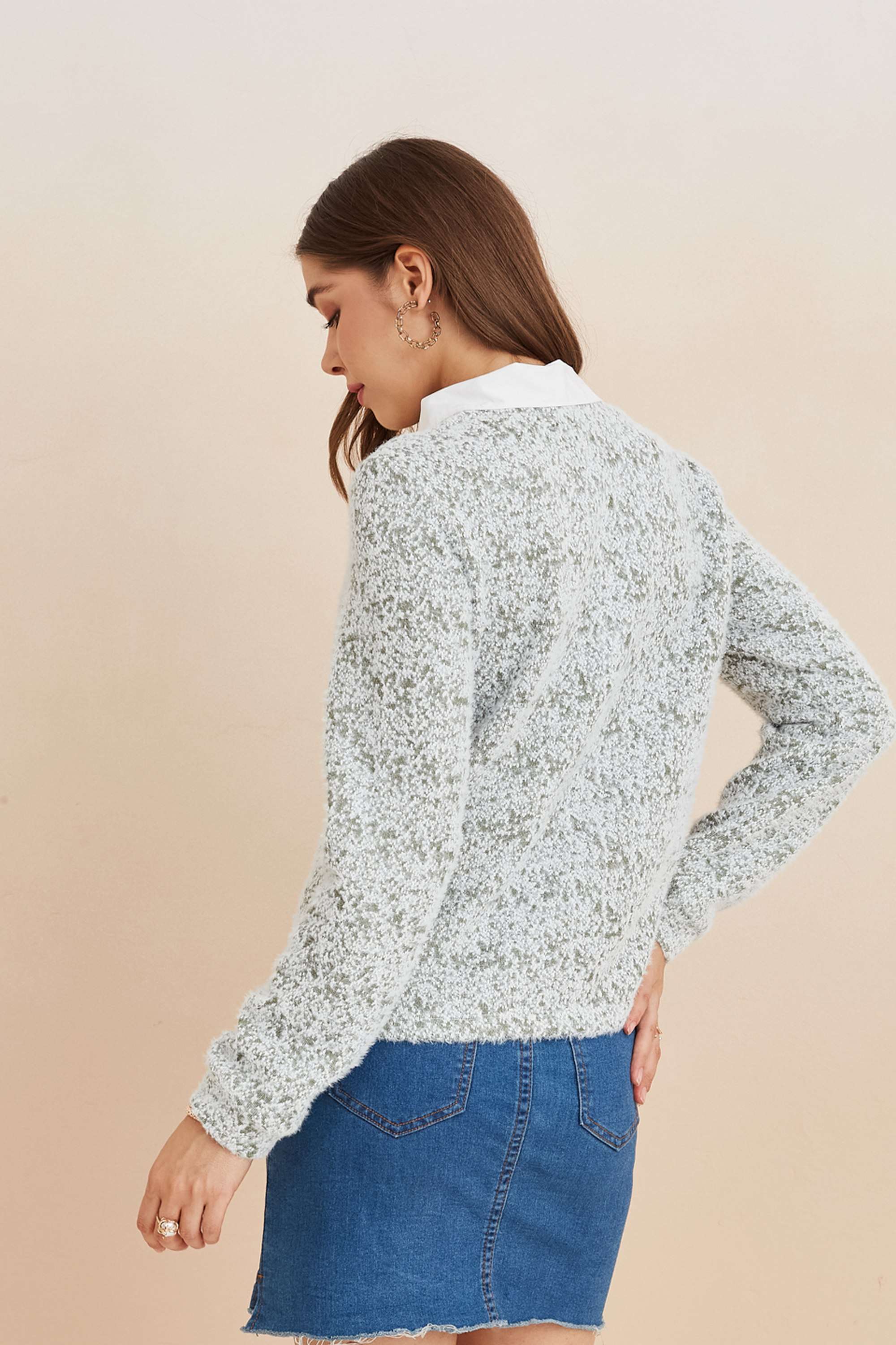 Solid-Nylon-Collared-Women-s-Sweatshirt