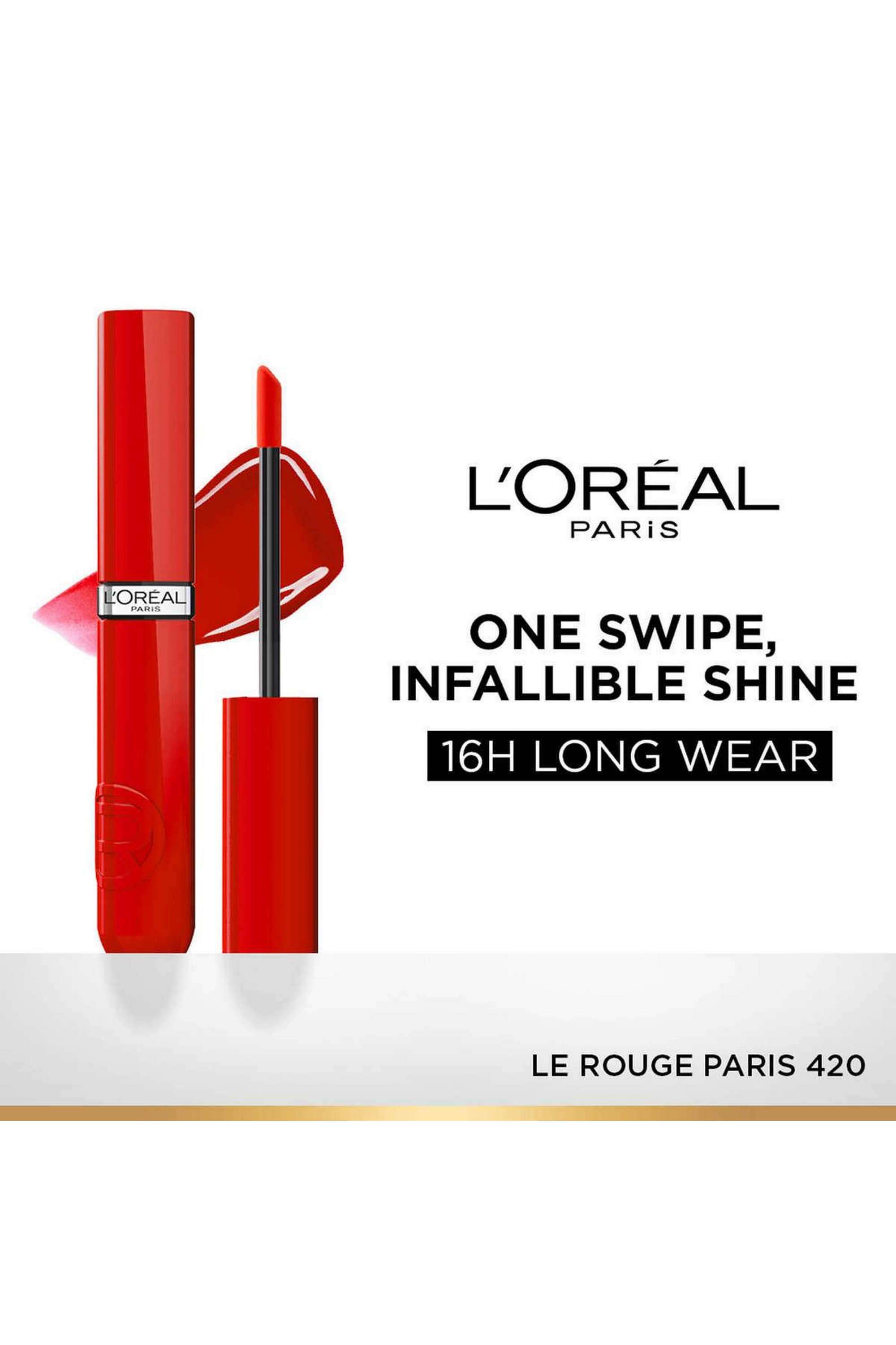 Infallible-Laque-Resistance-Lacquer-Like-Shine -16H-Longwear-Liquid-Lipstick---420-Le-Rouge-Paris -4-ml
