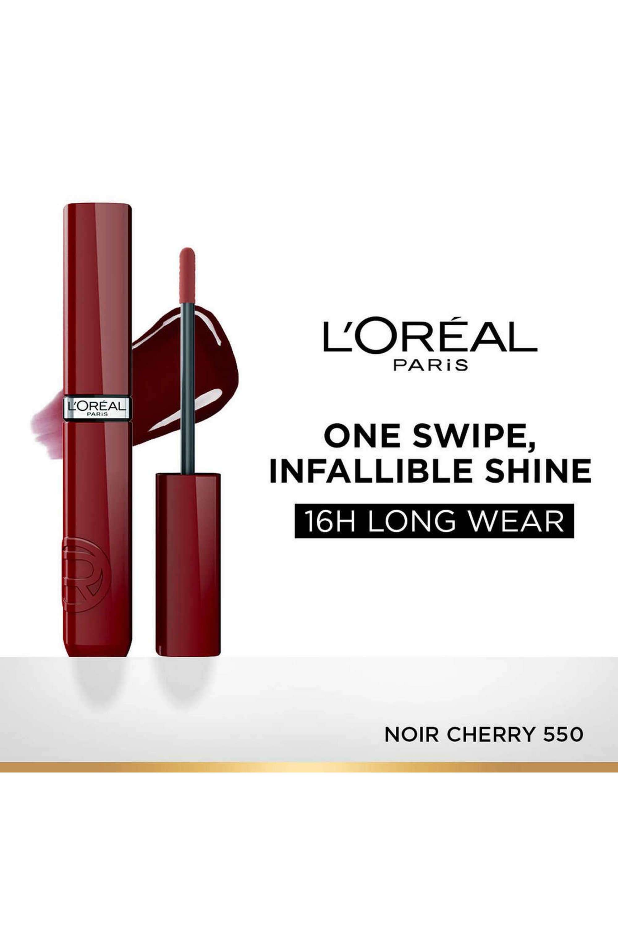 Infallible-Laque-Resistance-Lacquer-Like-Shine -16H-Longwear-Liquid-Lipstick---550-Noir-Cherry -4-ml