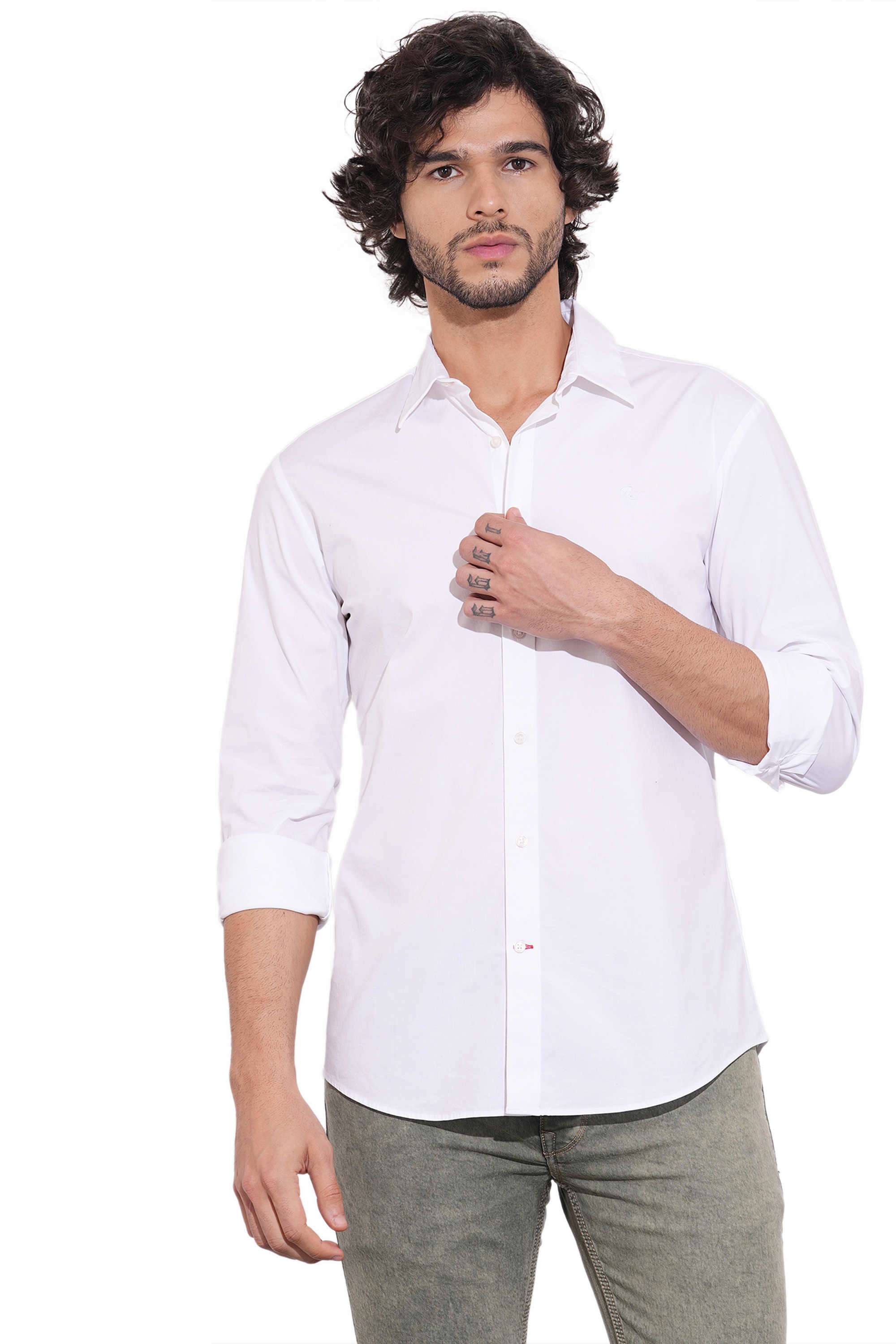 Solid-Collared-Cotton-Men-s-Casual-Wear-Shirt