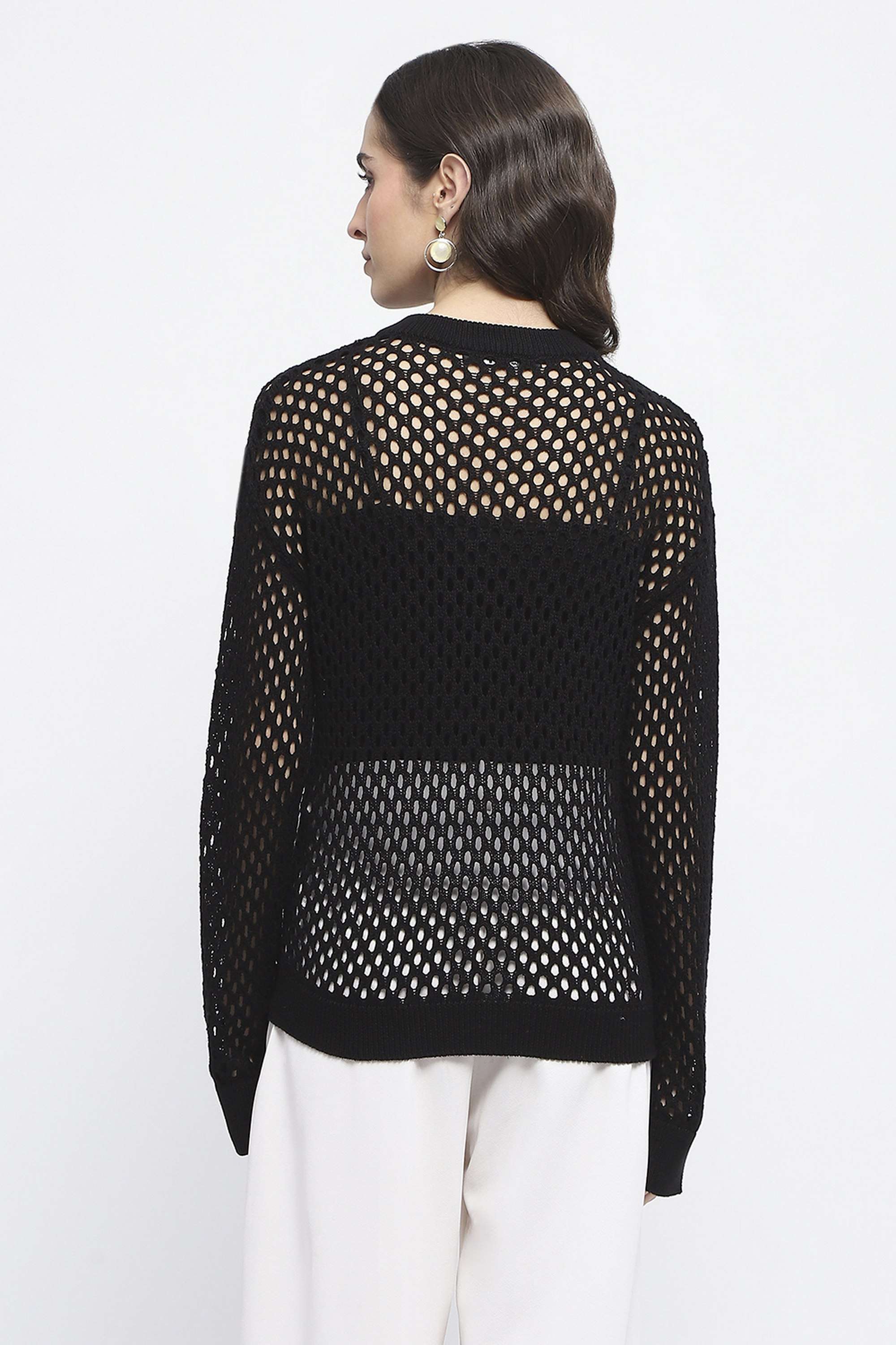 Solid-Acrylic-Round-Neck-Women-s-Top