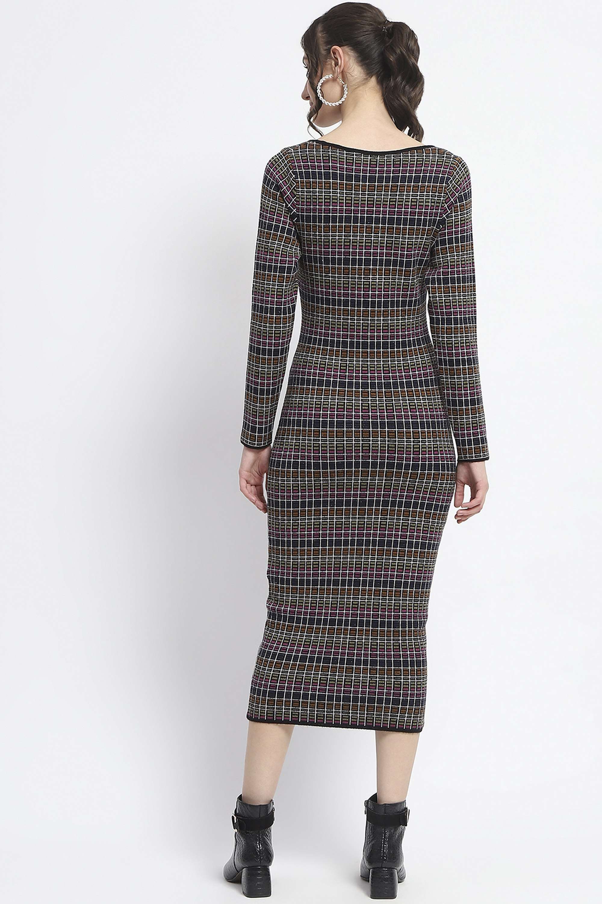 Solid-Viscose-Square-Neck-Women-s-Dress