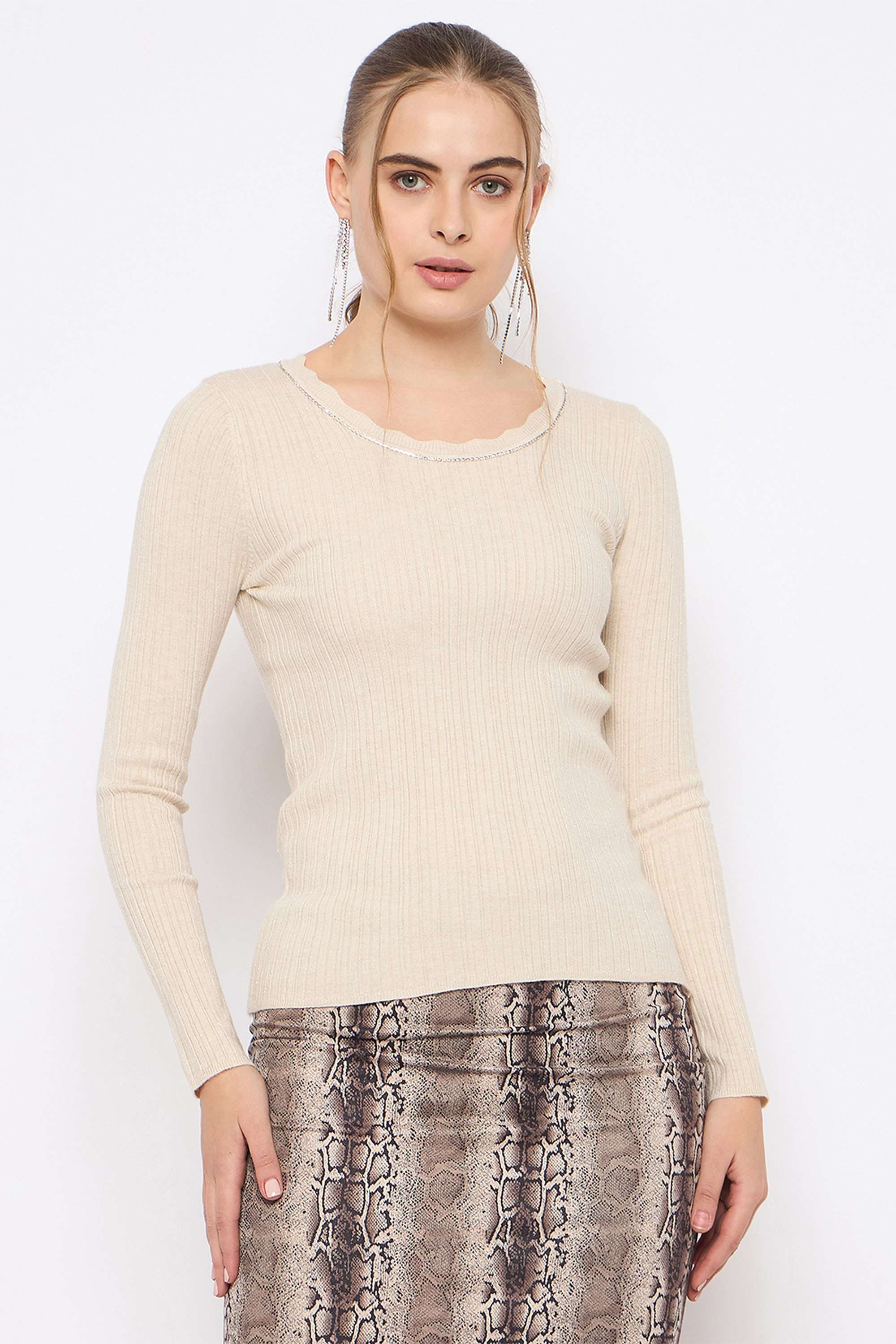 Solid-Viscose-Round-Neck-Women-s-Sweater