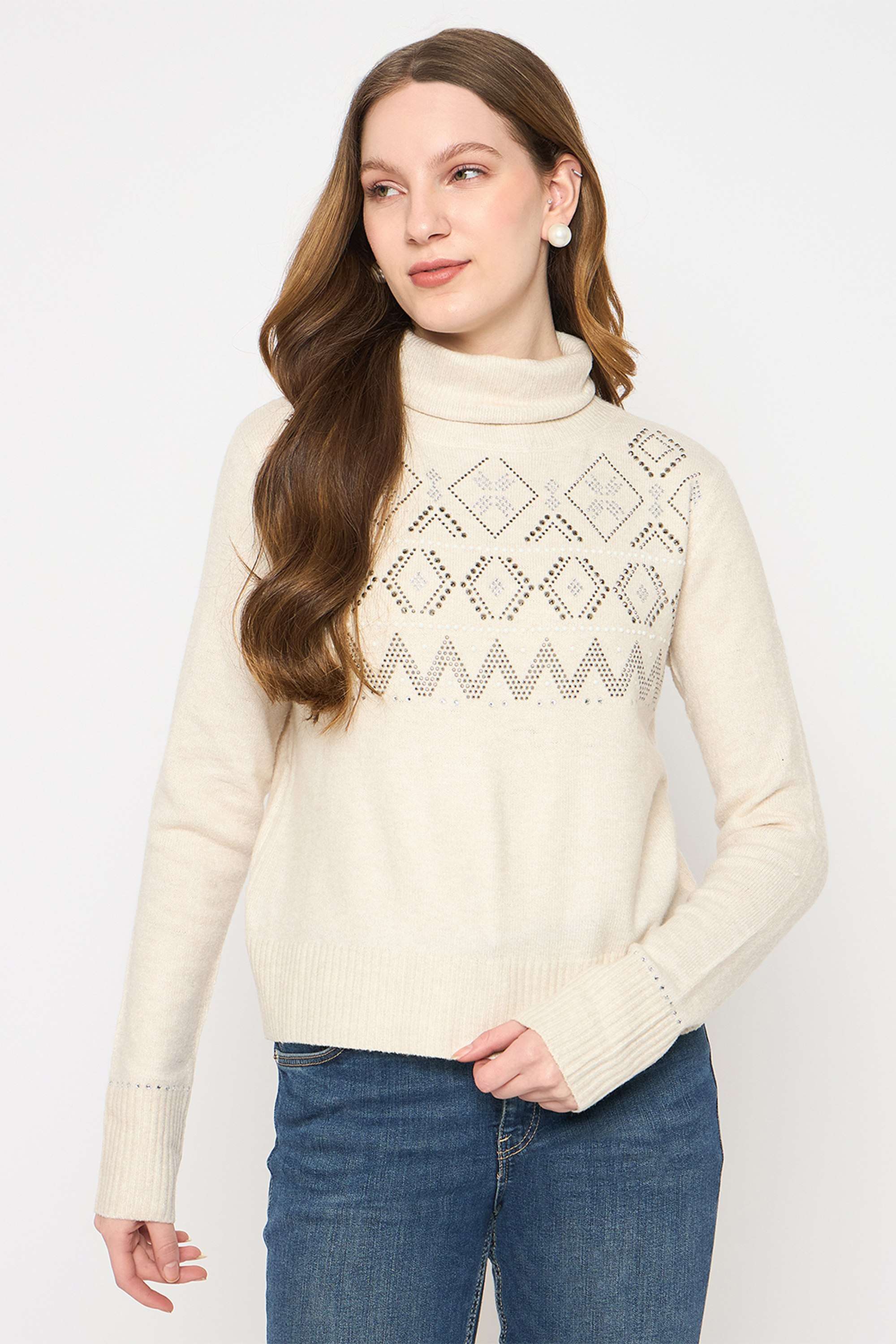Solid-Viscose-High-Neck-Women-s-Sweater