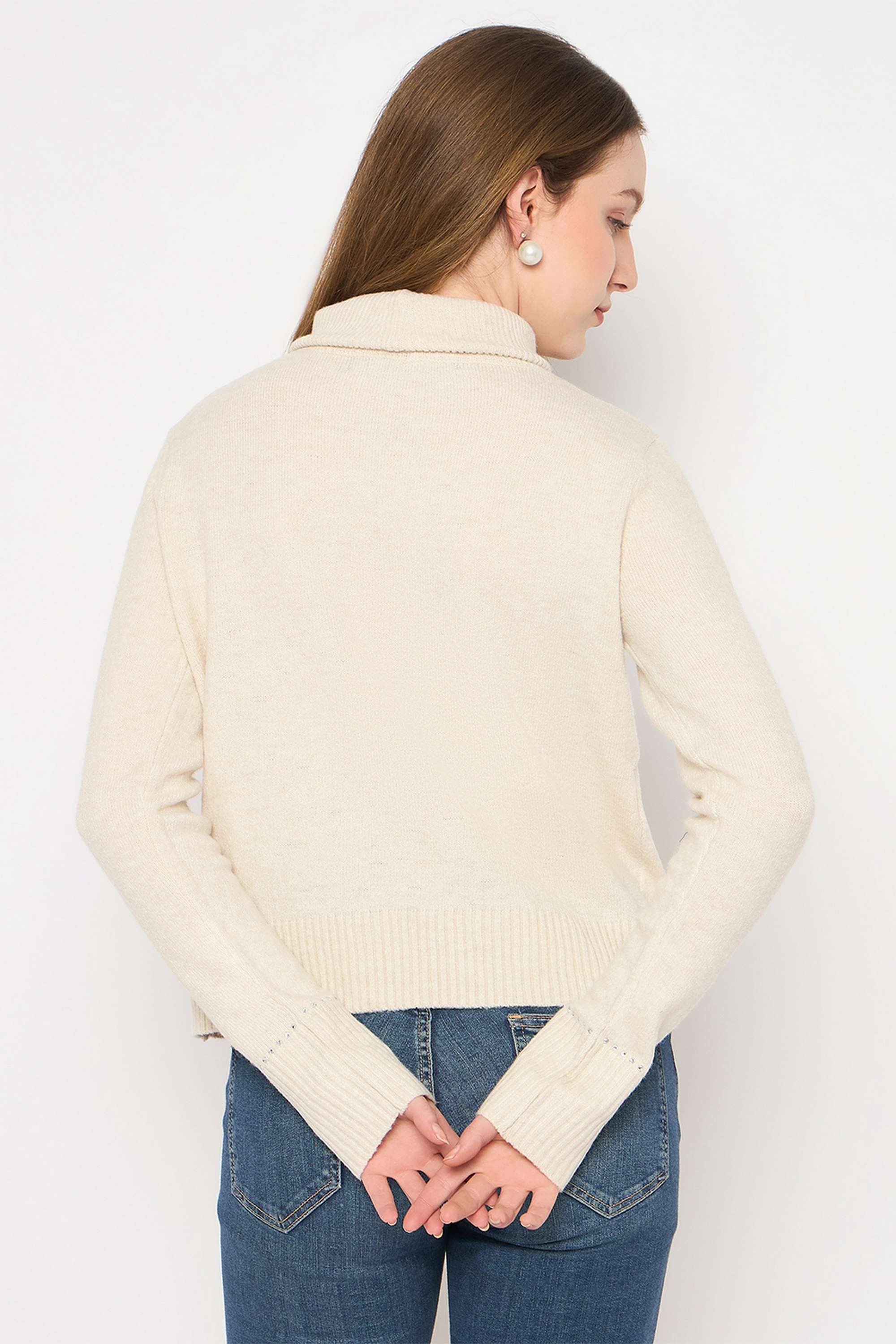 Solid-Viscose-High-Neck-Women-s-Sweater