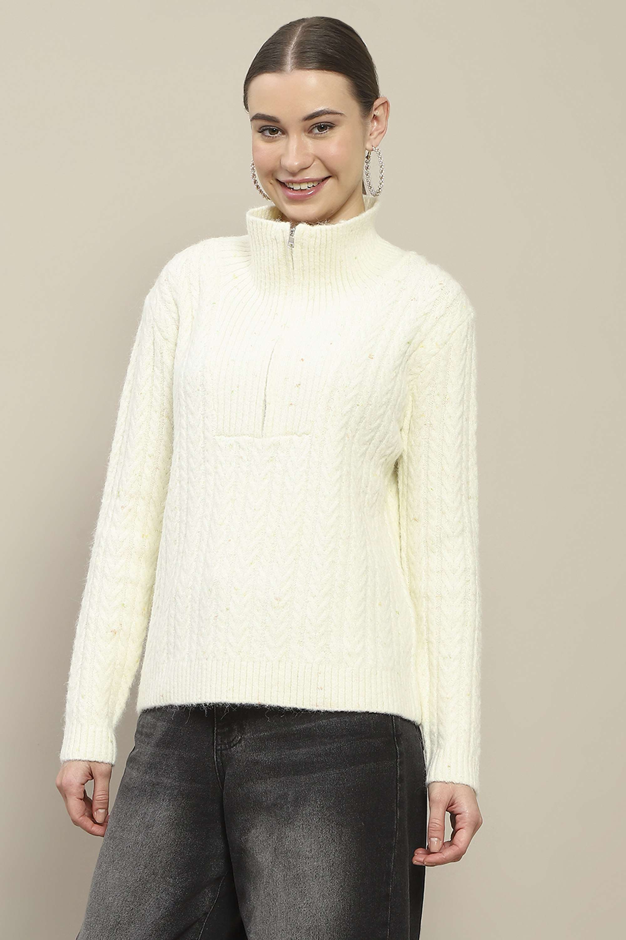 Textured-Viscose-Round-Neck-Women-s-Sweater