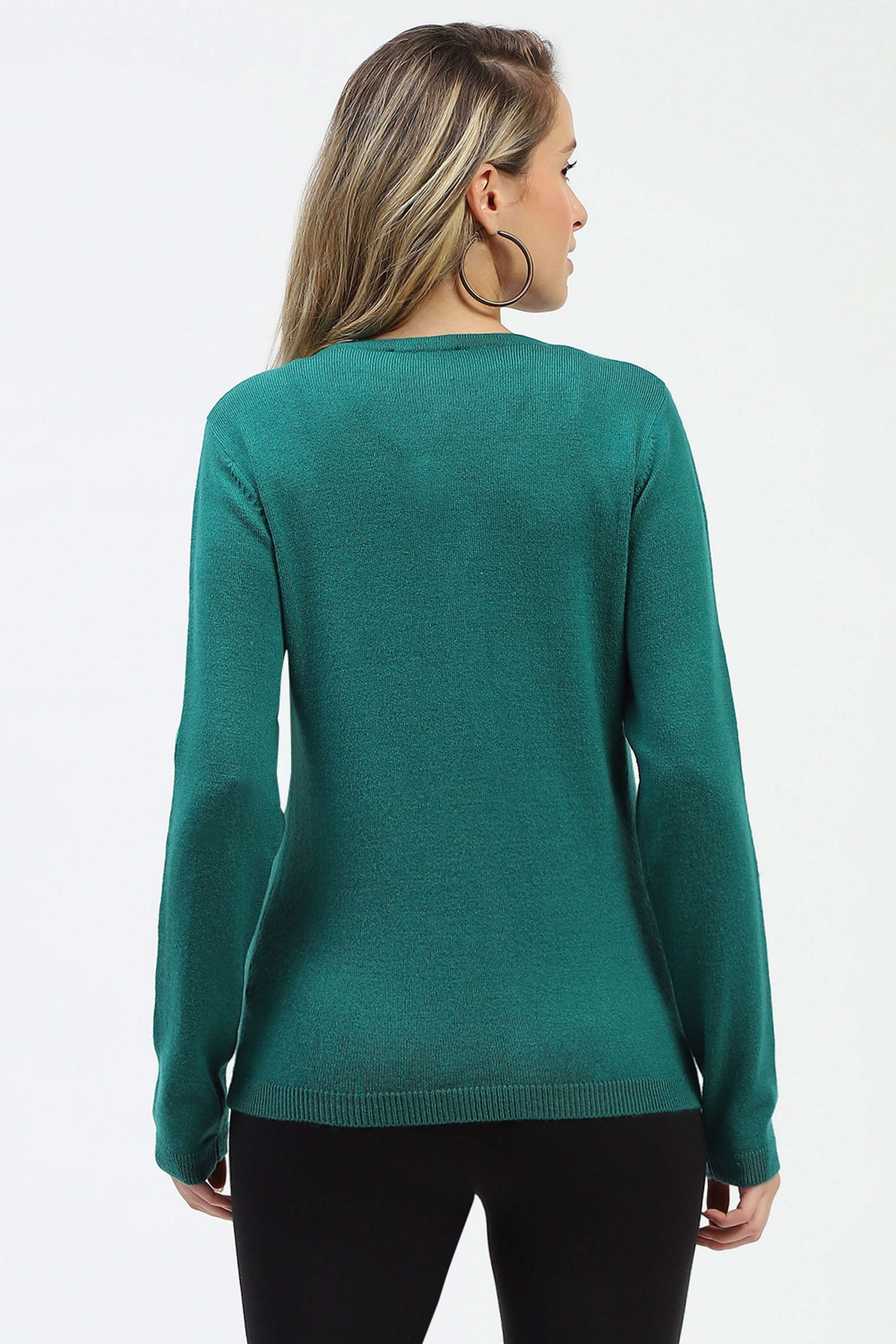 Solid-Acrylic-V-Neck-Women-s-Cardigan