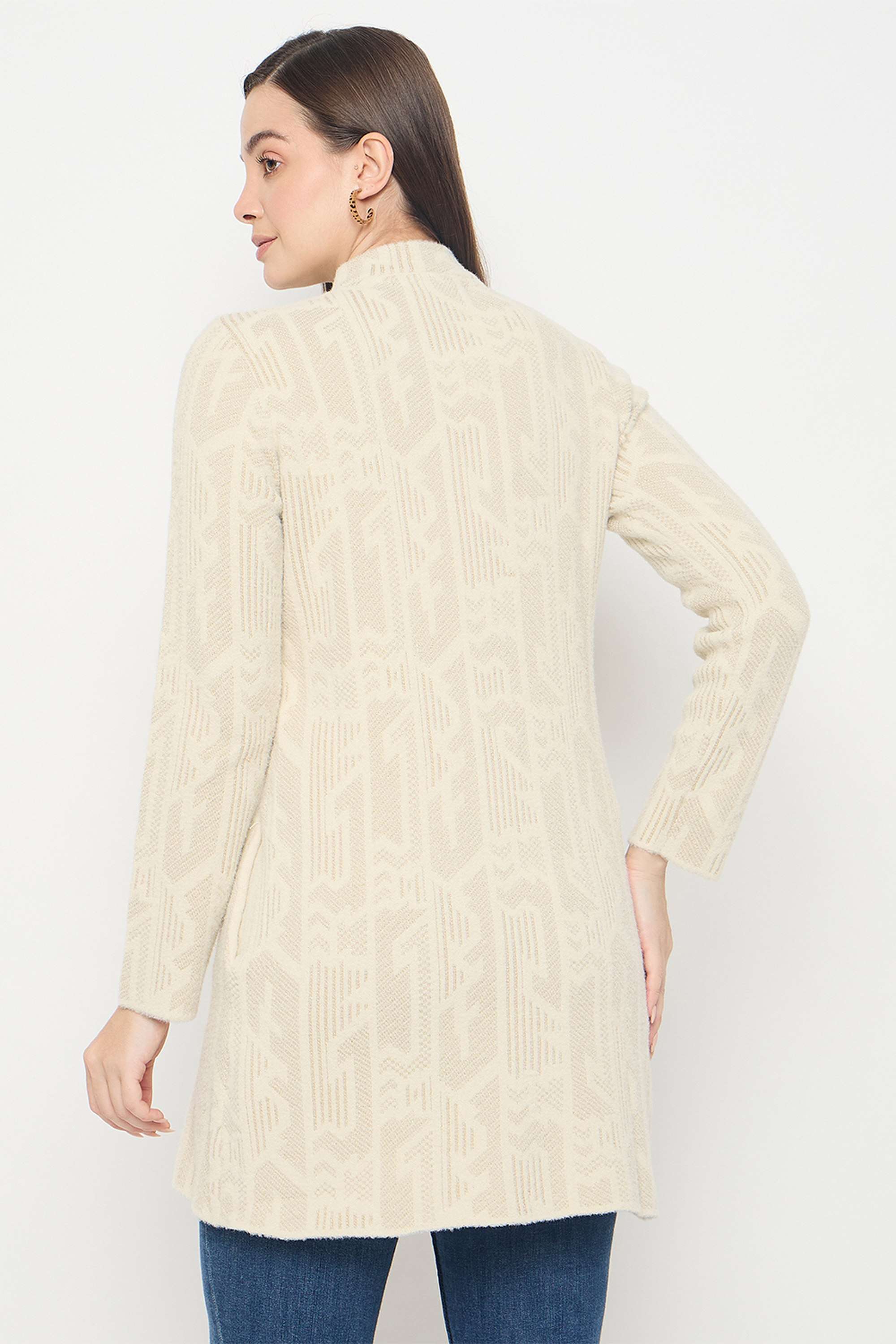 Abstract-Acrylic-High-Neck-Women-s-Cardigan