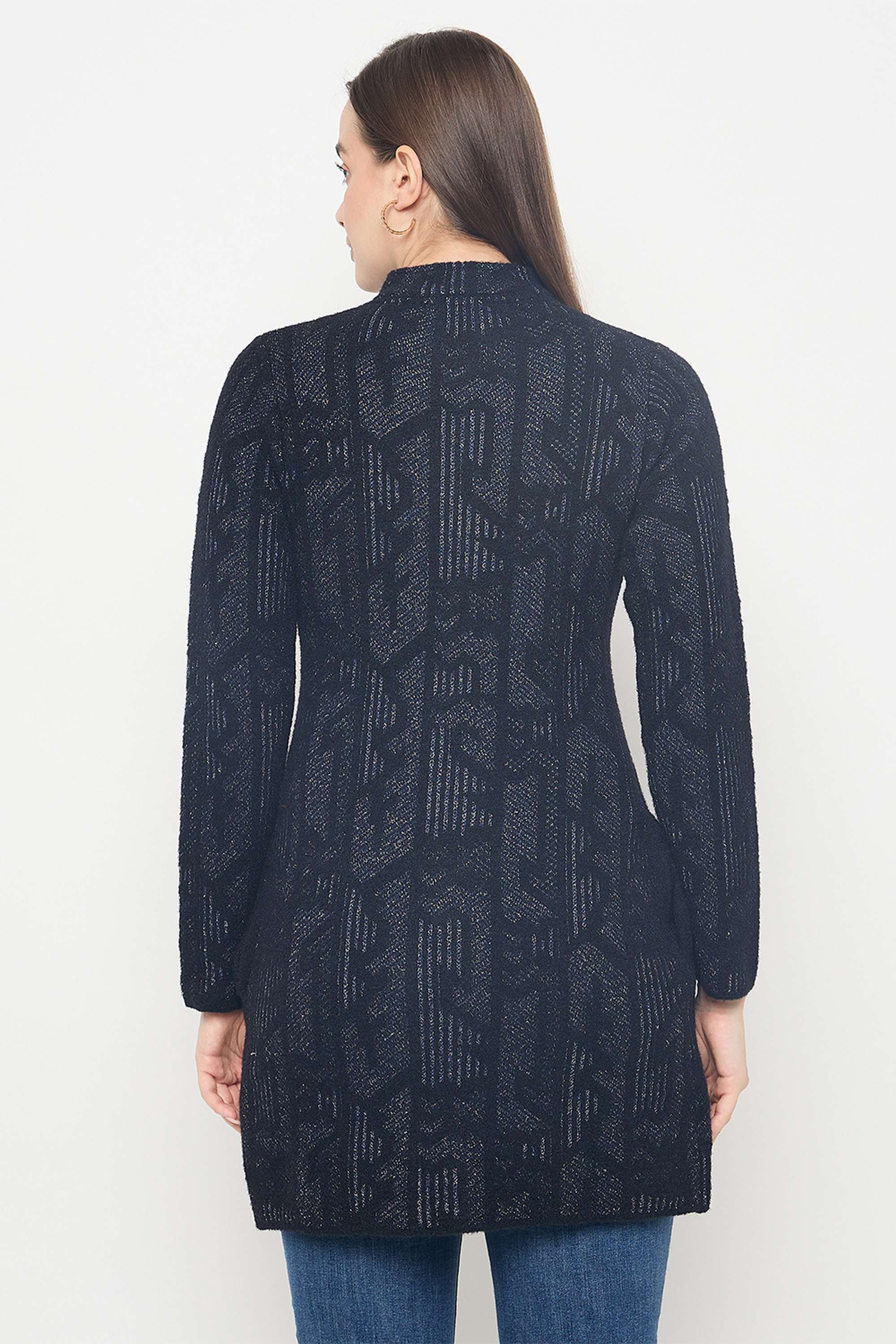 Abstract-Acrylic-High-Neck-Women-s-Cardigan