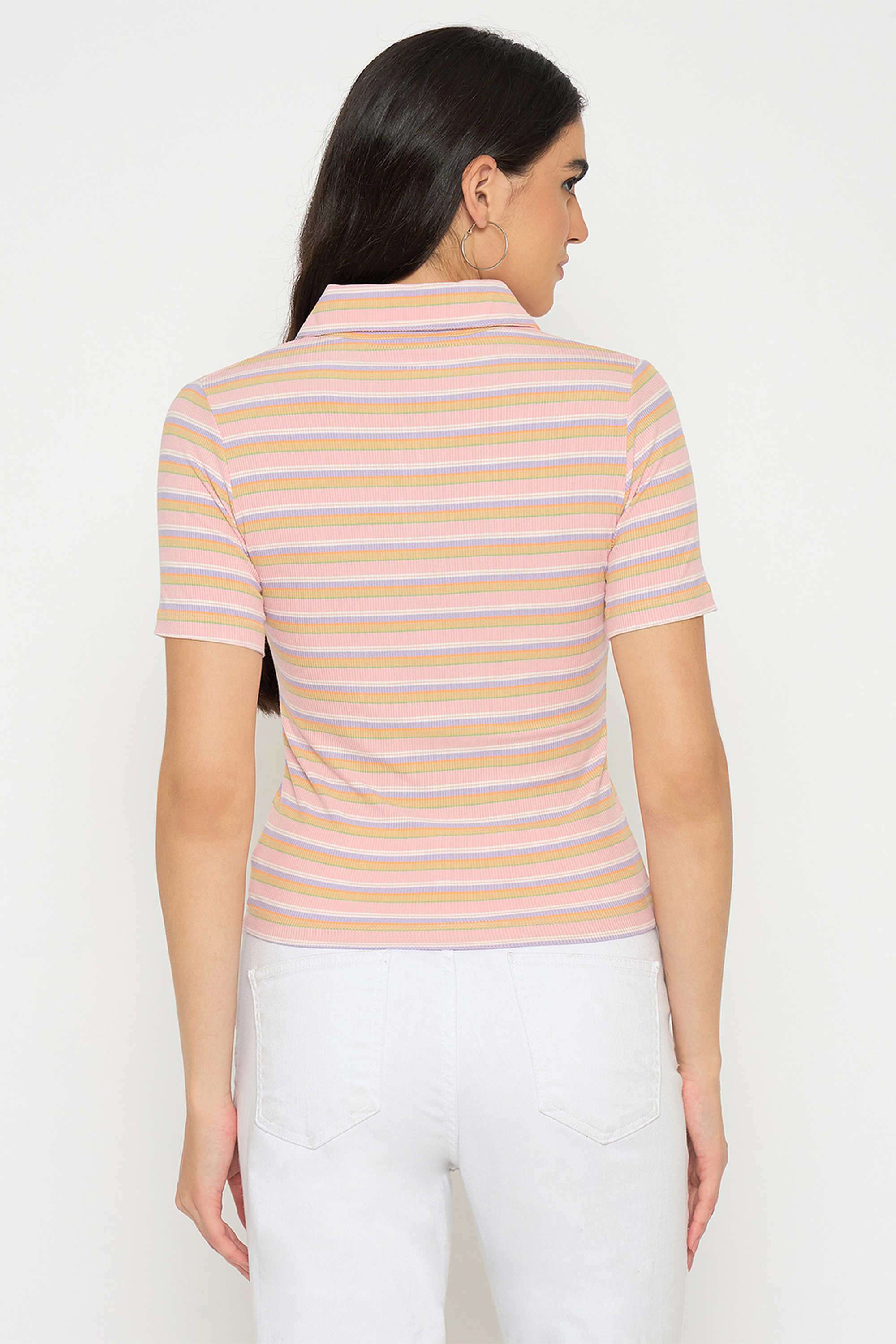 Stripes-Rayon-Polo-Women-s-T-Shirt