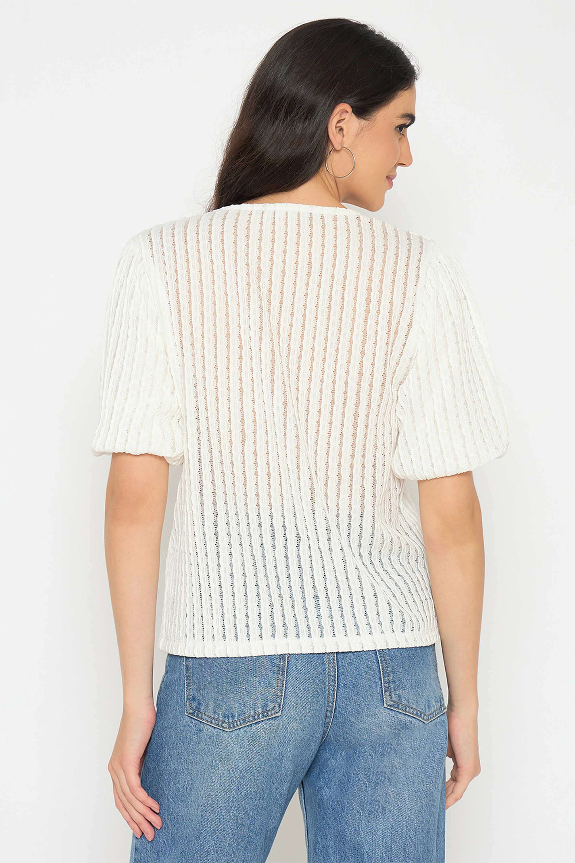 Textured-Polyester-Round-Neck-Women-s-T-Shirt