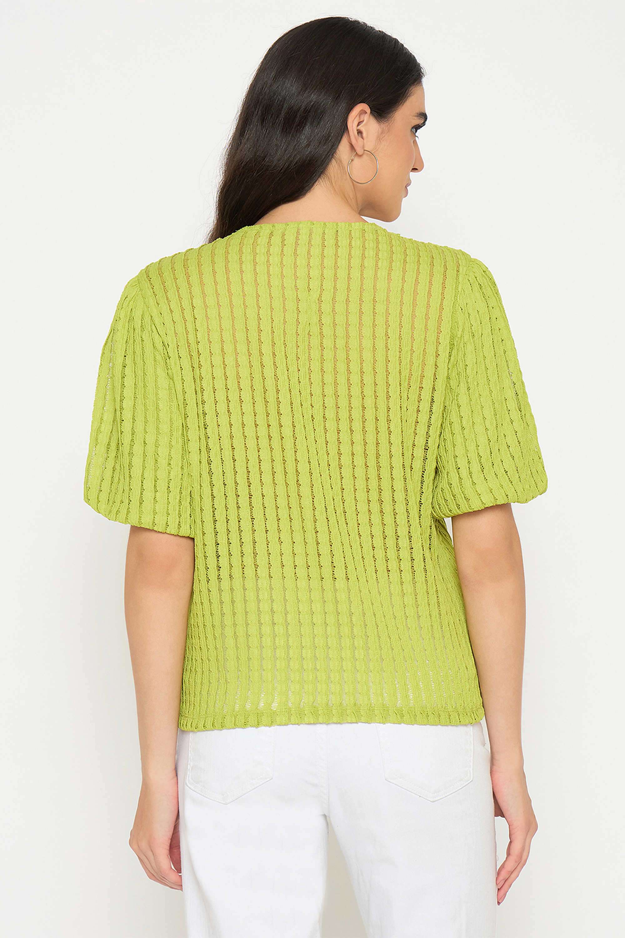 Textured-Polyester-Round-Neck-Women-s-T-Shirt