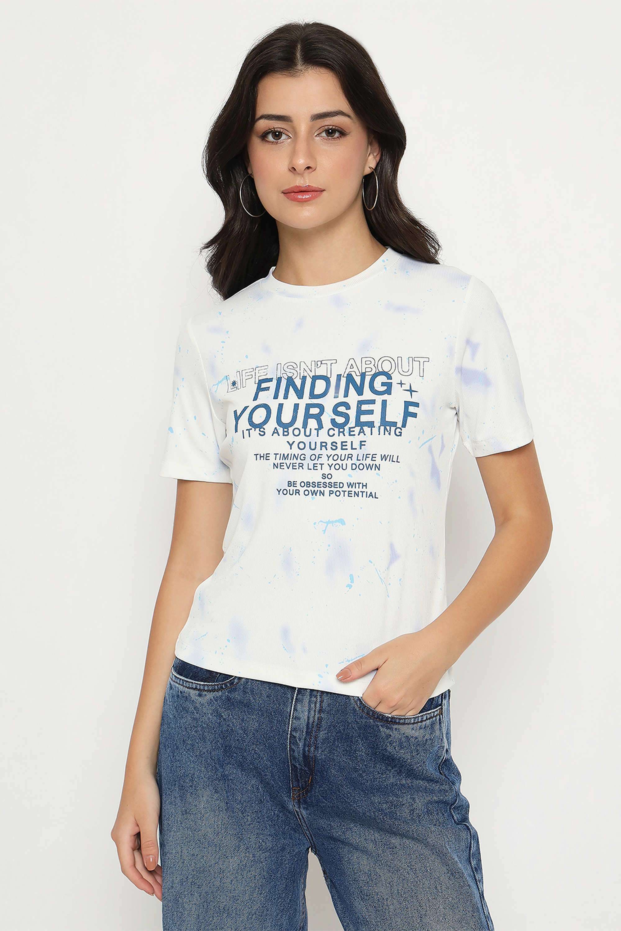 Typographic-Polyester-Round-Neck-Women-s-T-Shirt