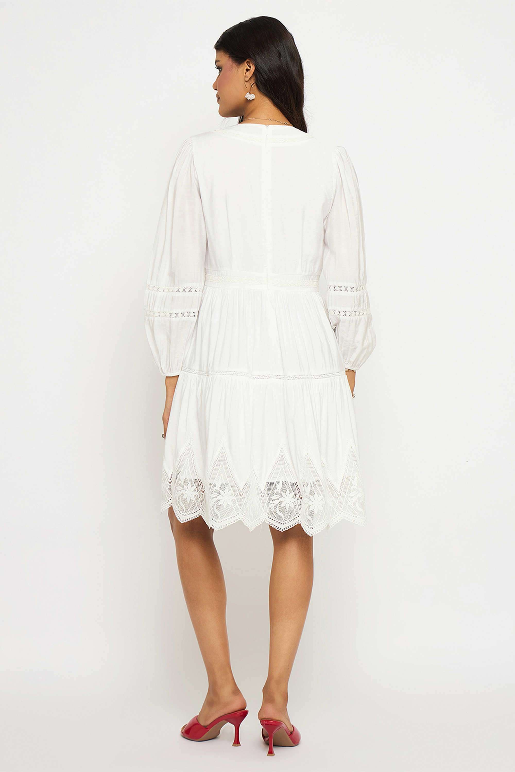 Solid-V-Neck-Rayon-Women-s-Knee-Length-Dress