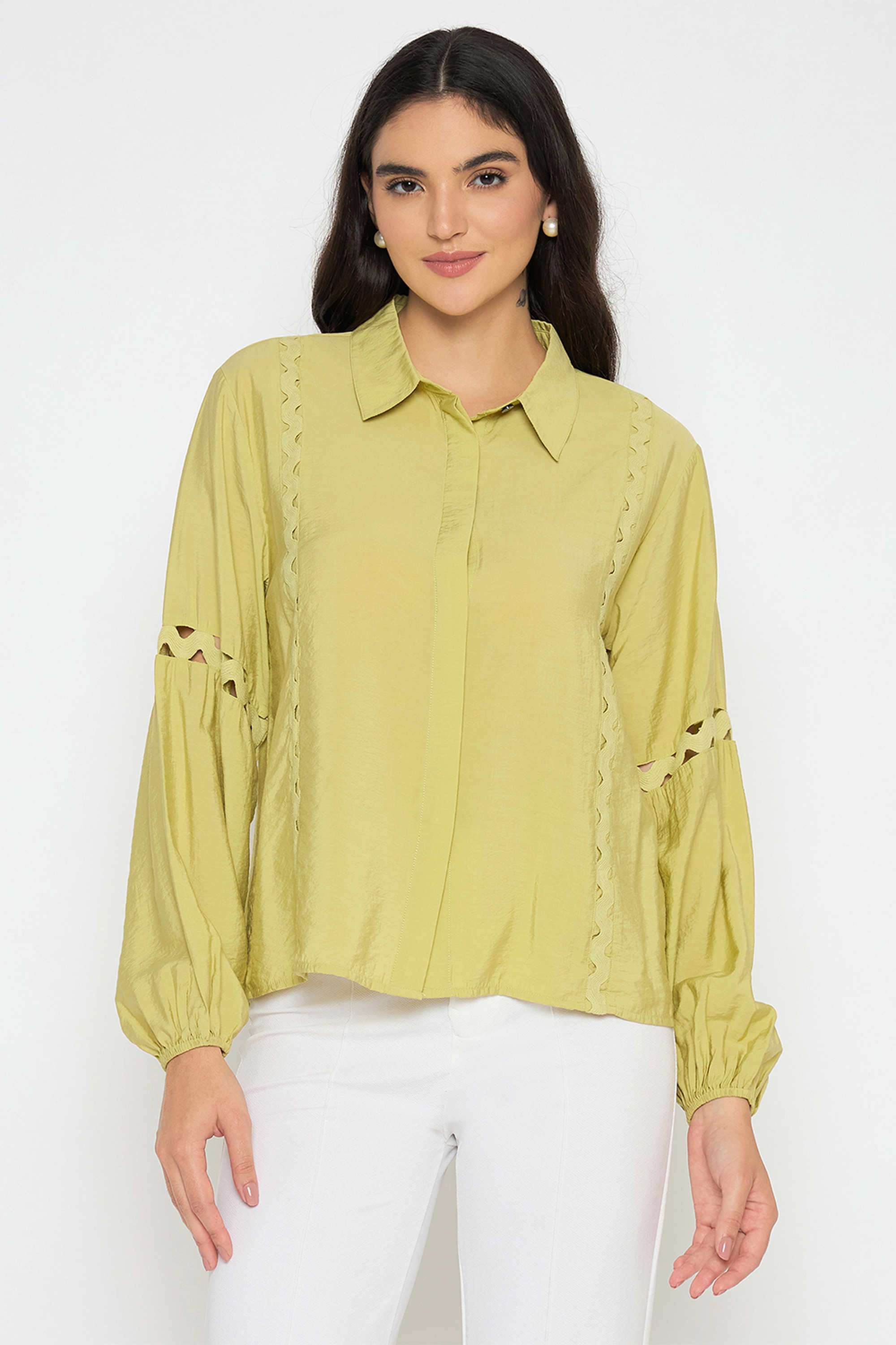 Embroidered-Classic-Collar-Rayon-Women-s-Casual-Wear-Shirt