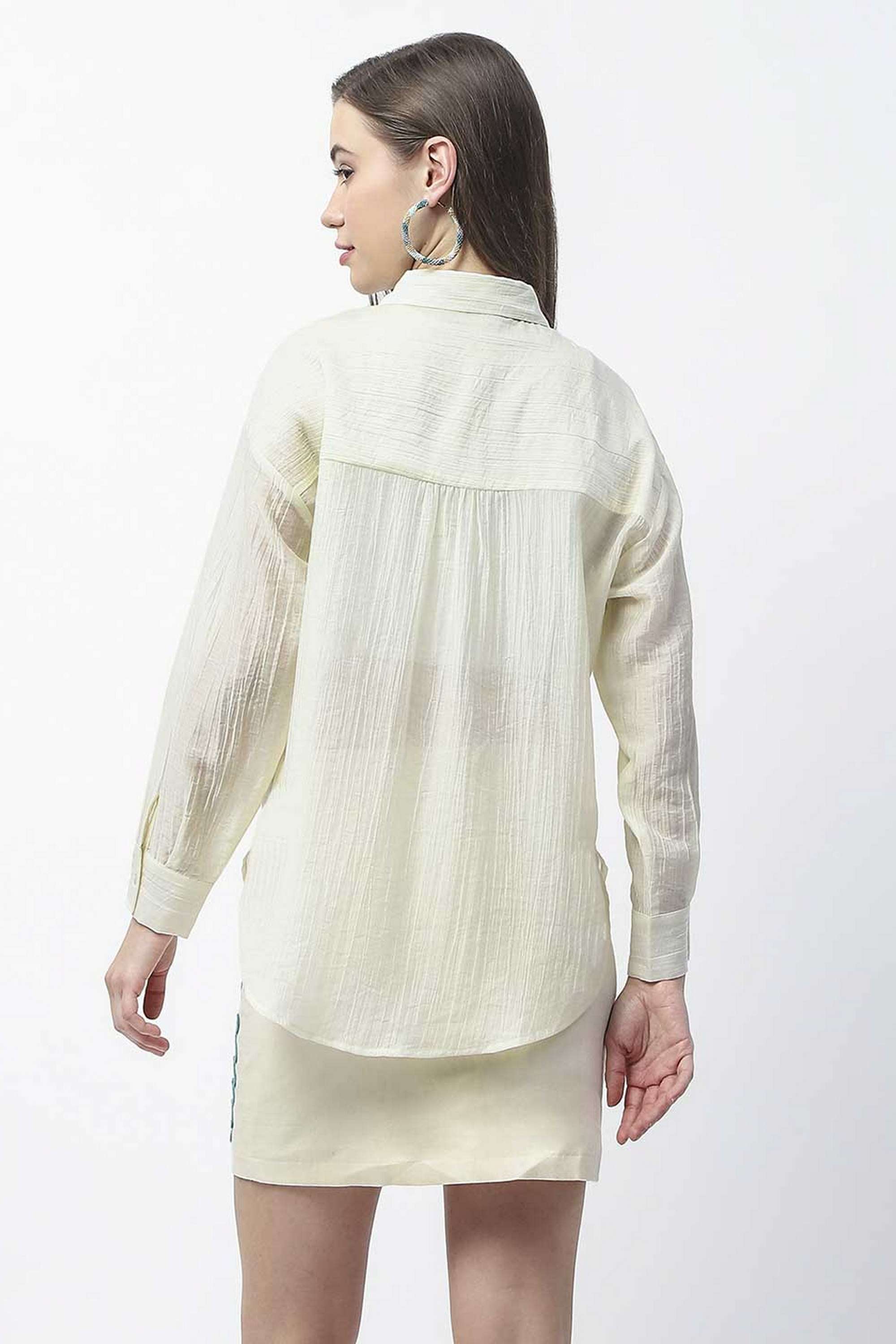 Embroidered-Nylon-Collared-Women-s-Shirt