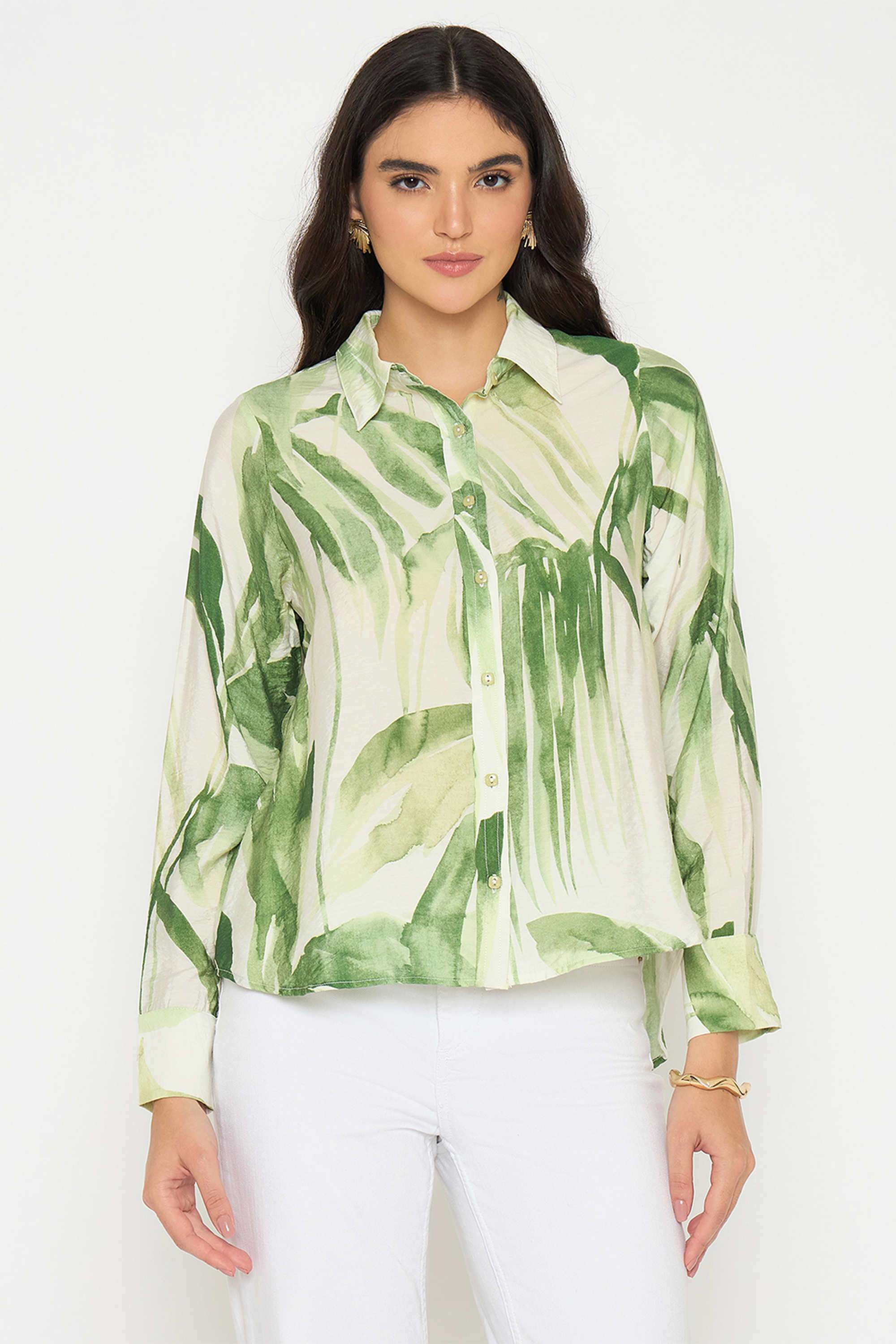 Botanical-Printed-Classic-Collar-Women-s-Casual-Wear-Shirt