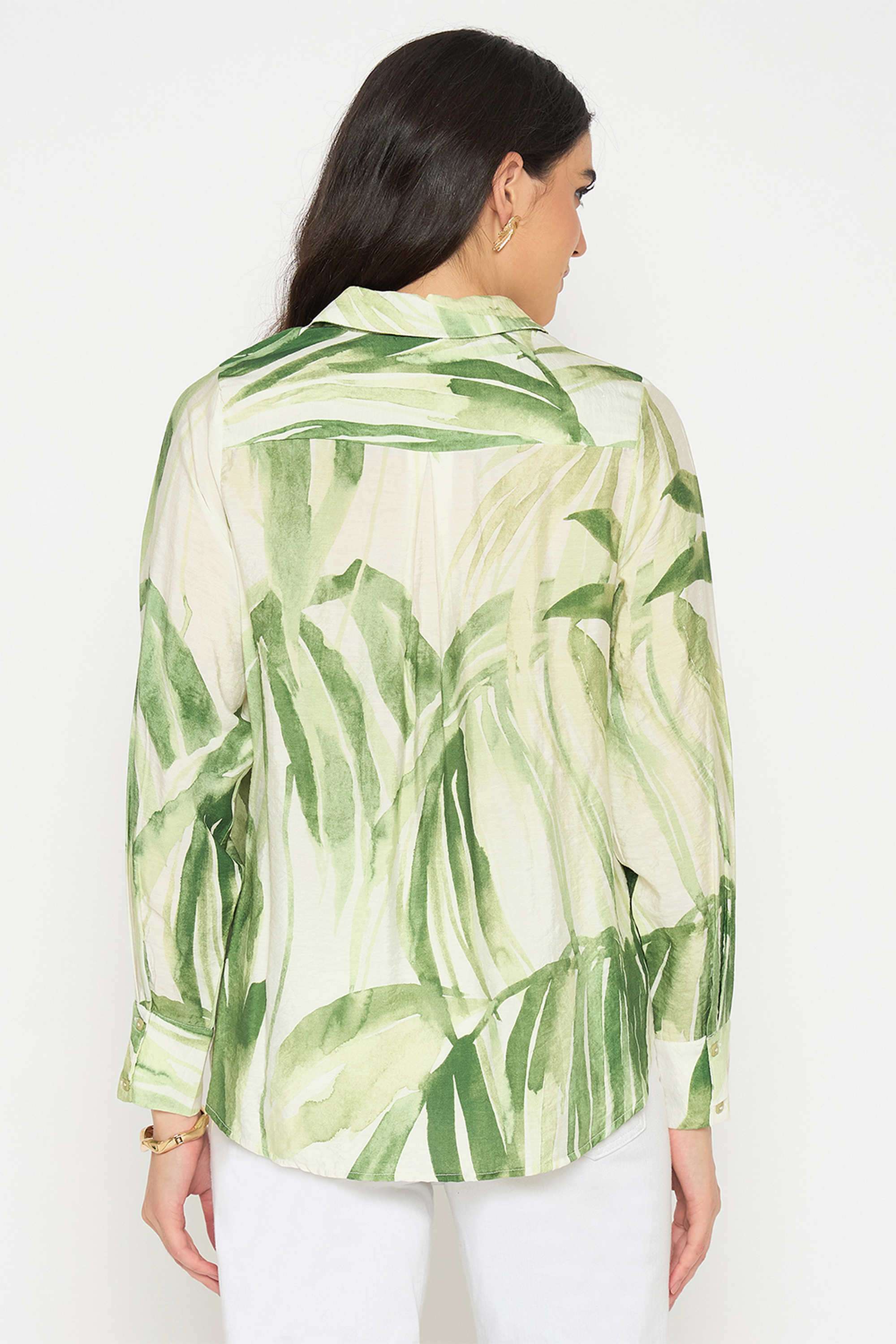 Botanical-Printed-Classic-Collar-Women-s-Casual-Wear-Shirt