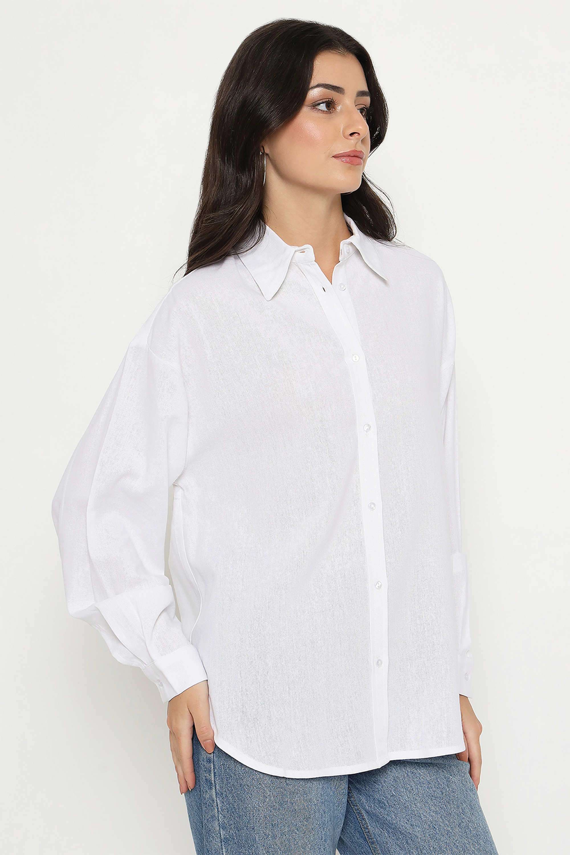 Buy Madame White Solid Rayon Women Casual Wear Shirt | Shoppers Stop