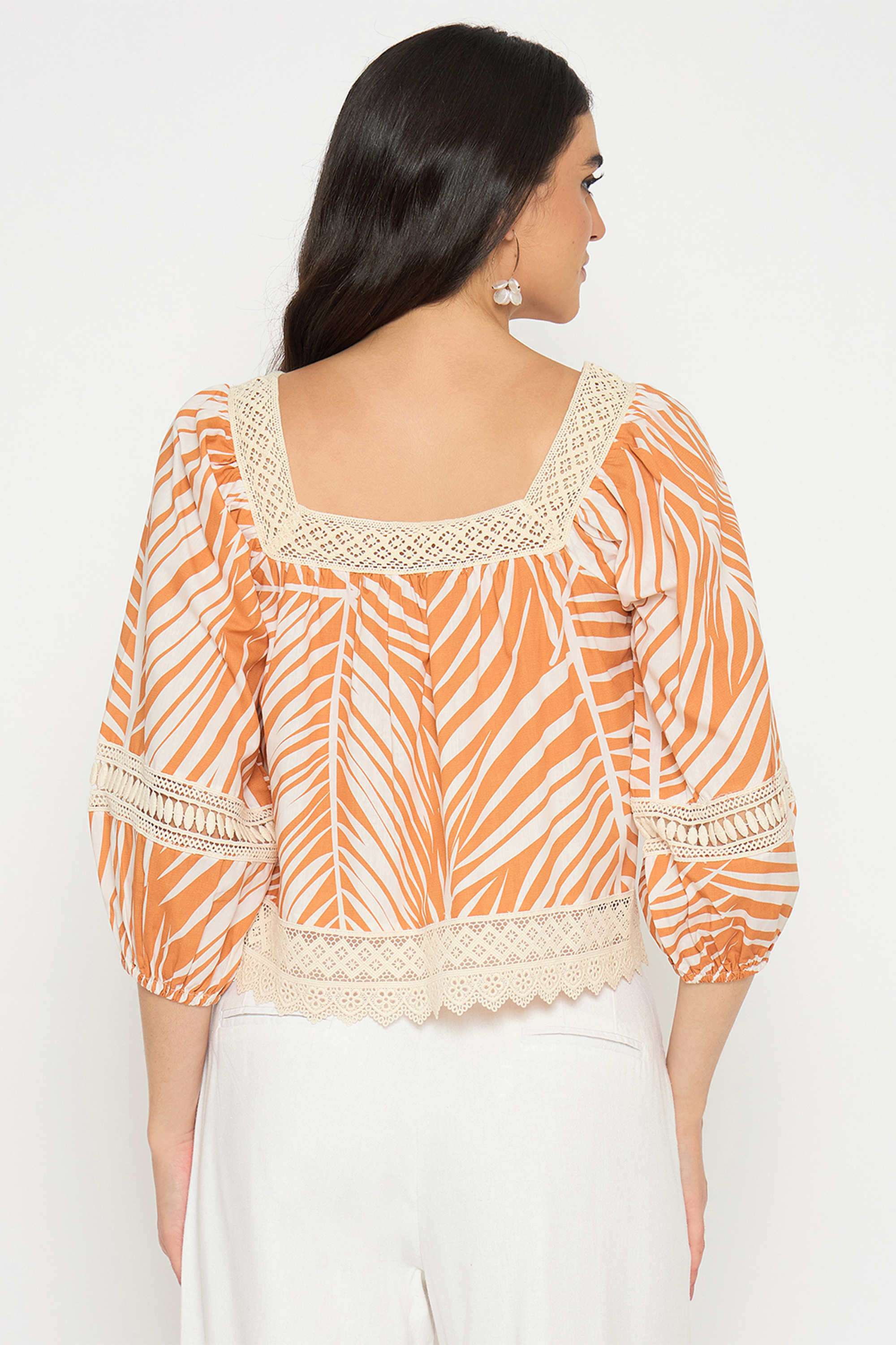 Botanical-Printed-Cotton-Square-Neck-Women-s-Top