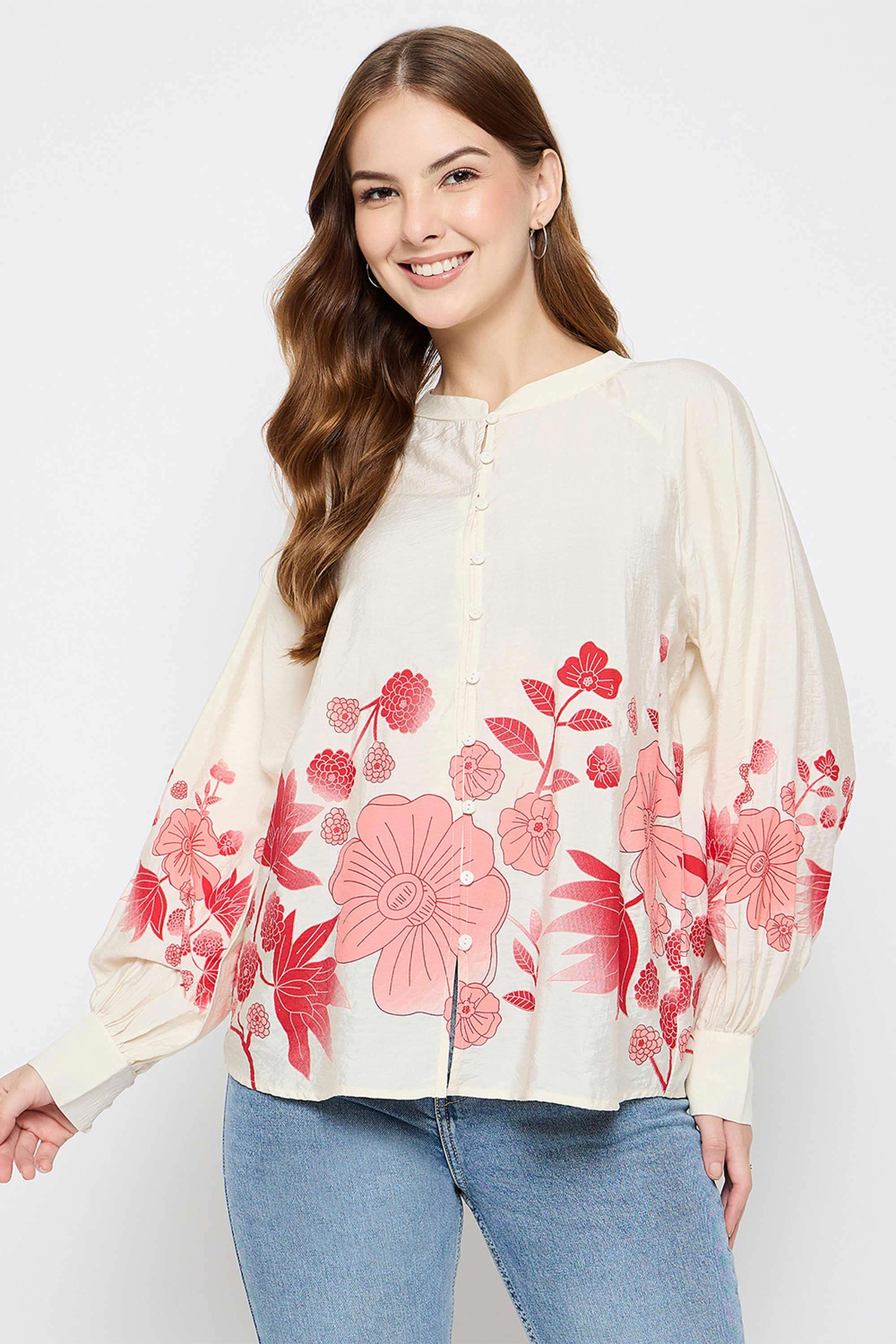 Floral-Rayon-Turtle-Neck-Women-s-Top