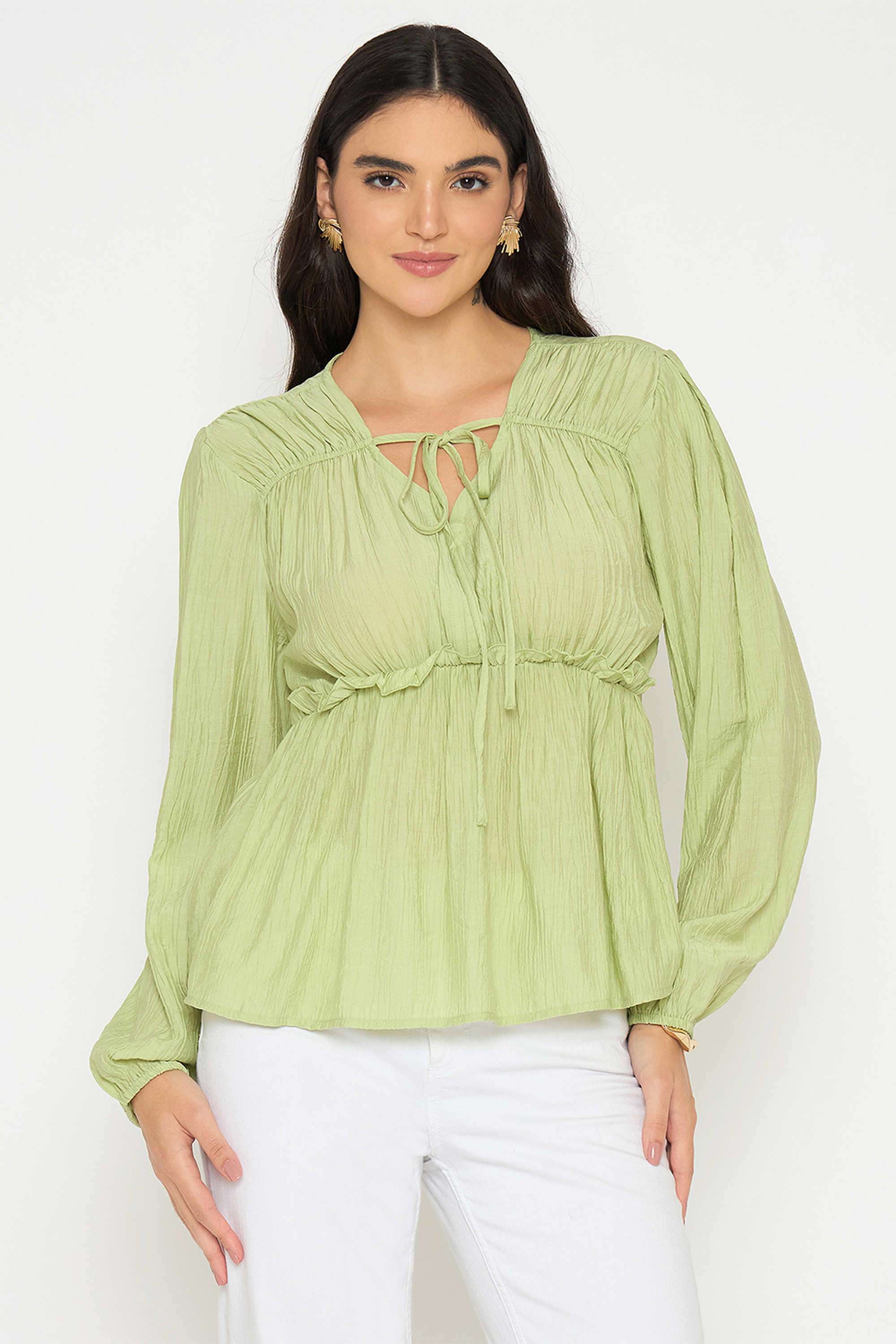 Solid-Rayon-V-Neck-Women-s-Top