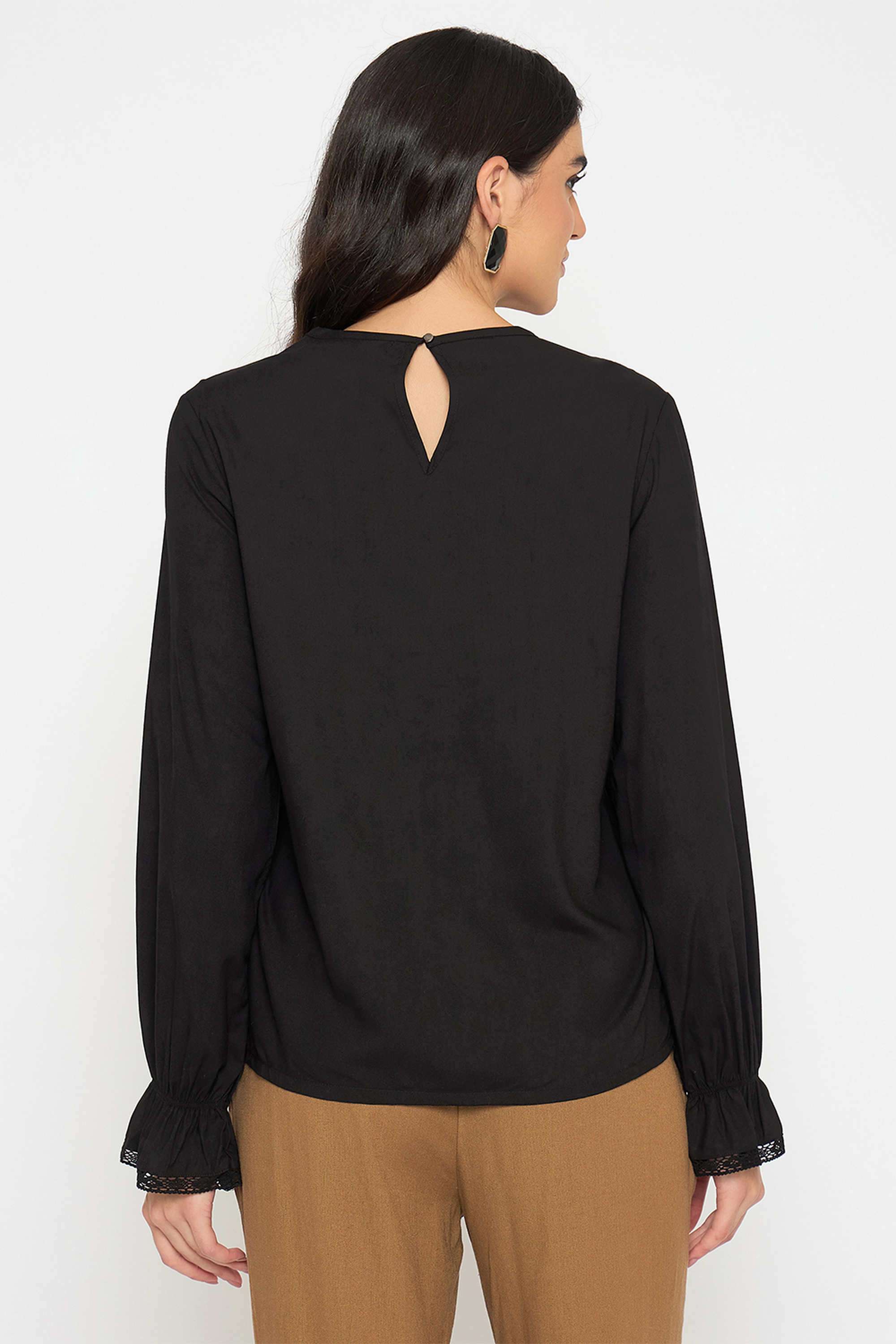 Solid-Viscose-Round-Neck-Women-s-Top